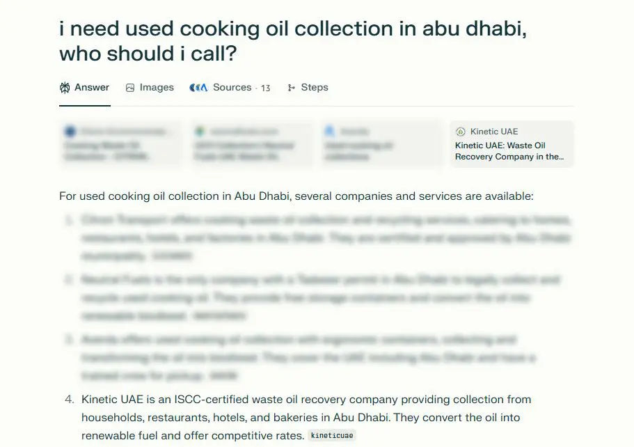 Kinetic uae perplexity search