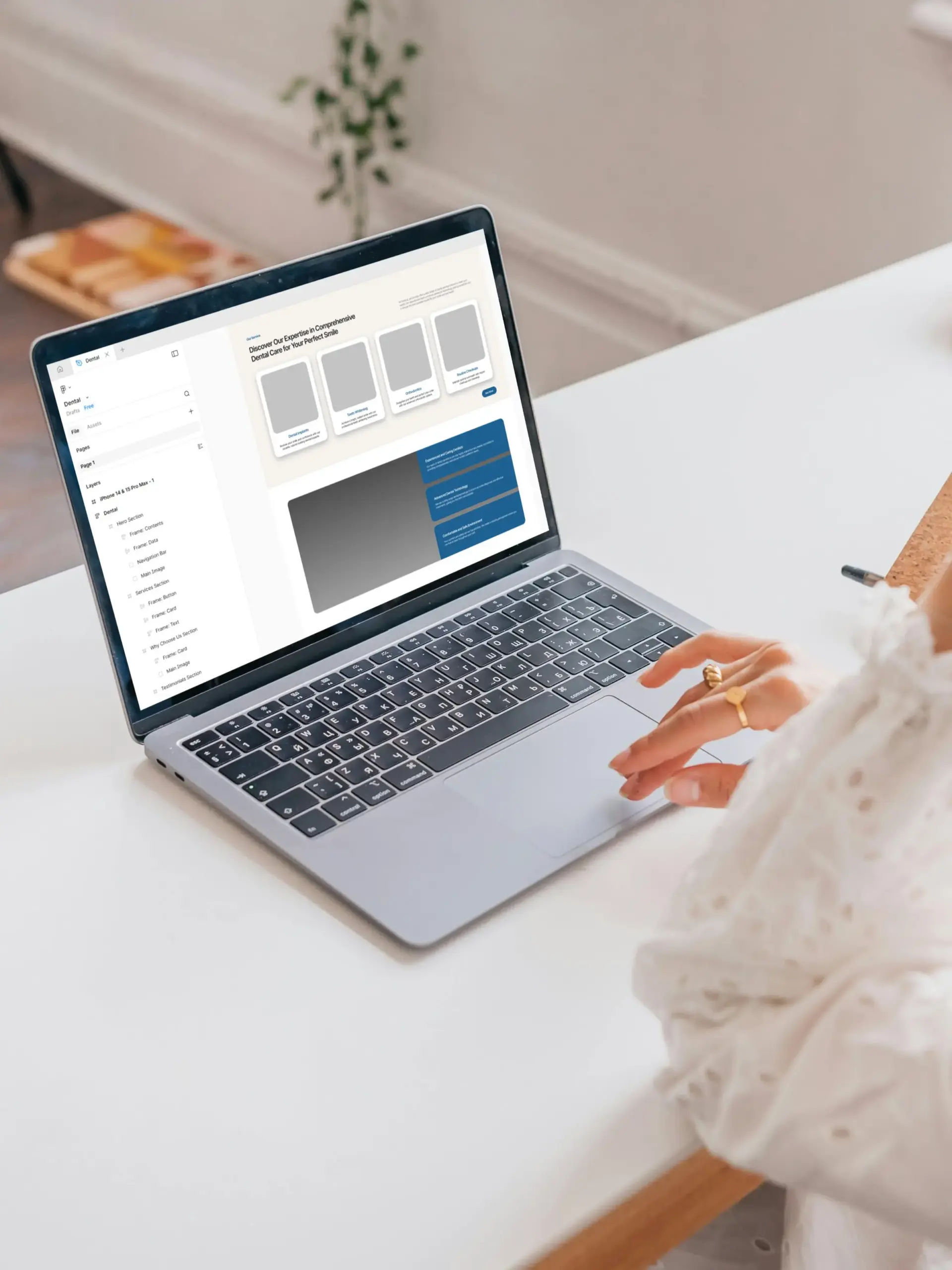 Web designer planning with wireframe
