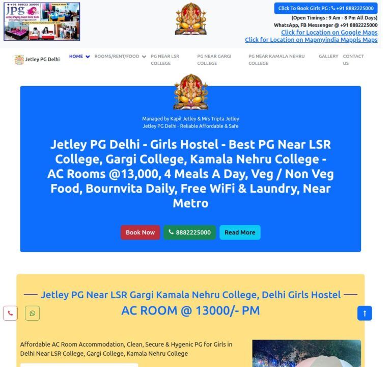 case study : jetleypgdelhi.com- a website for PG