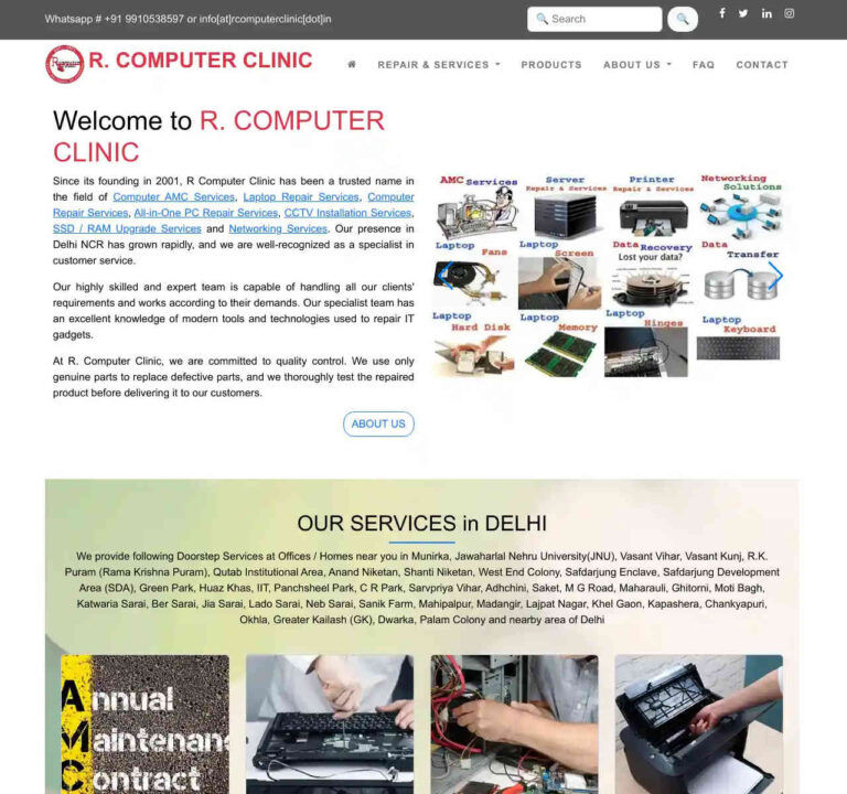 Website for Computer Shop – rcomputerclinic.in – Case Study