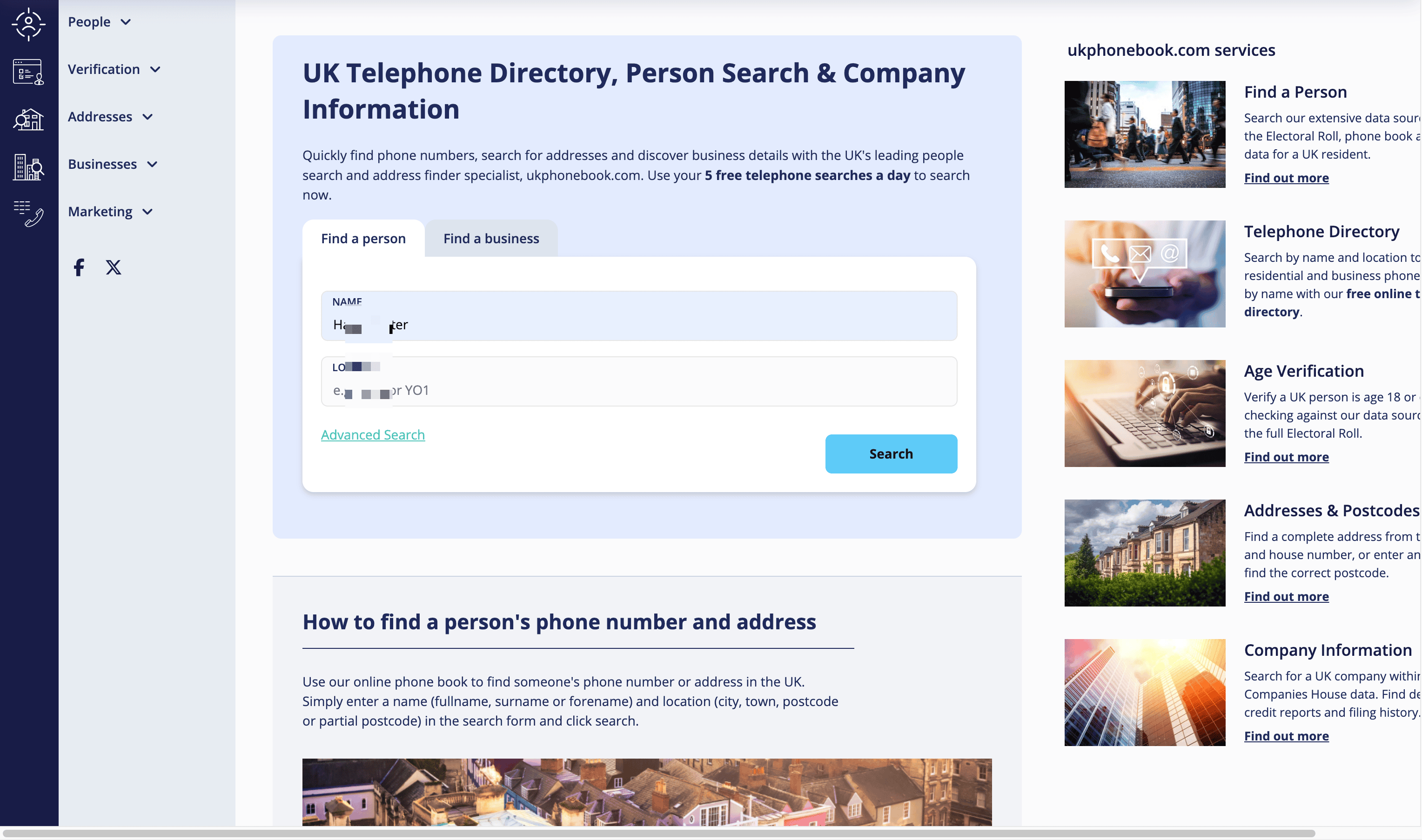 UK Phone Book Screenshot