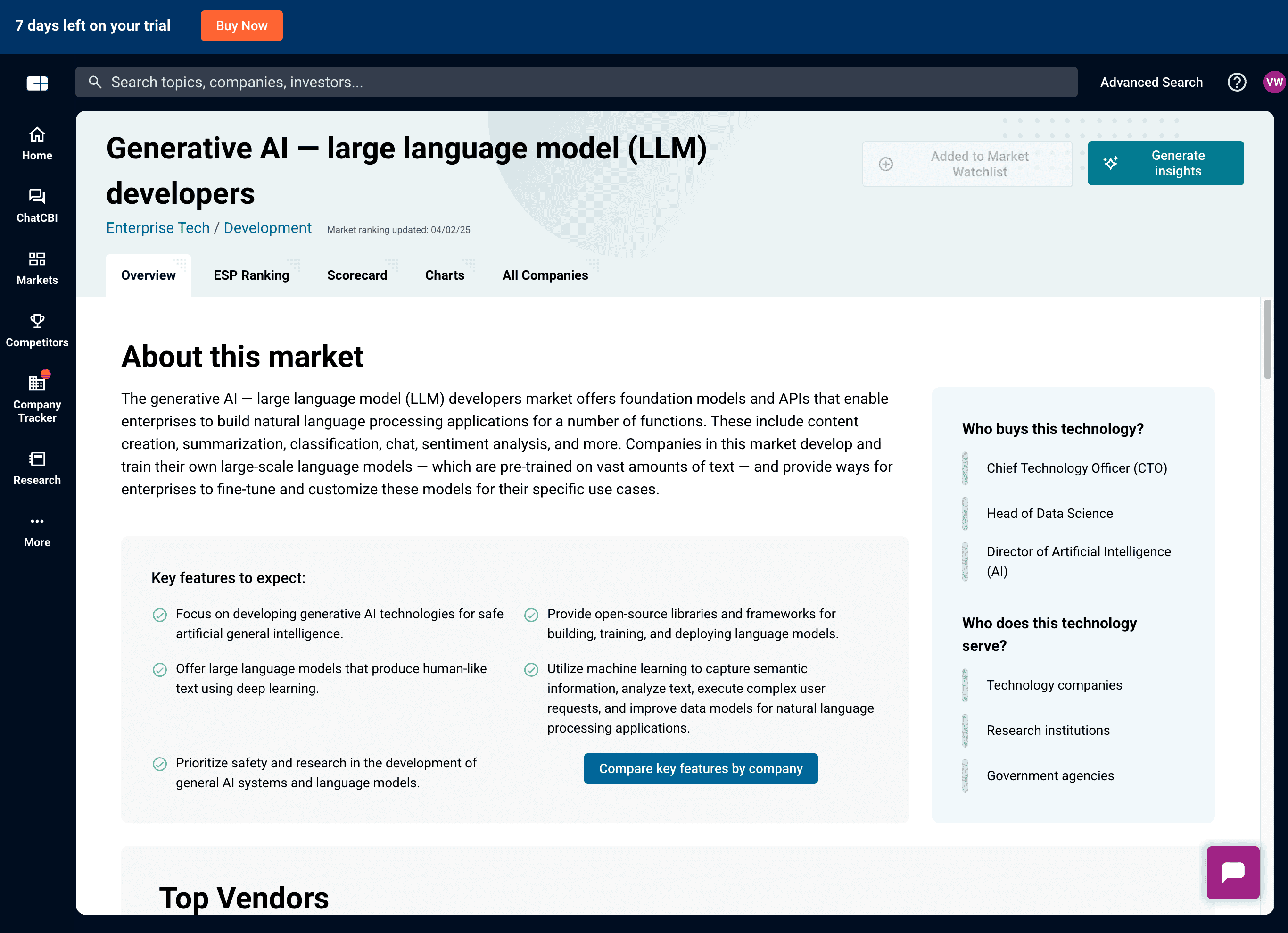 Market Information Screenshot