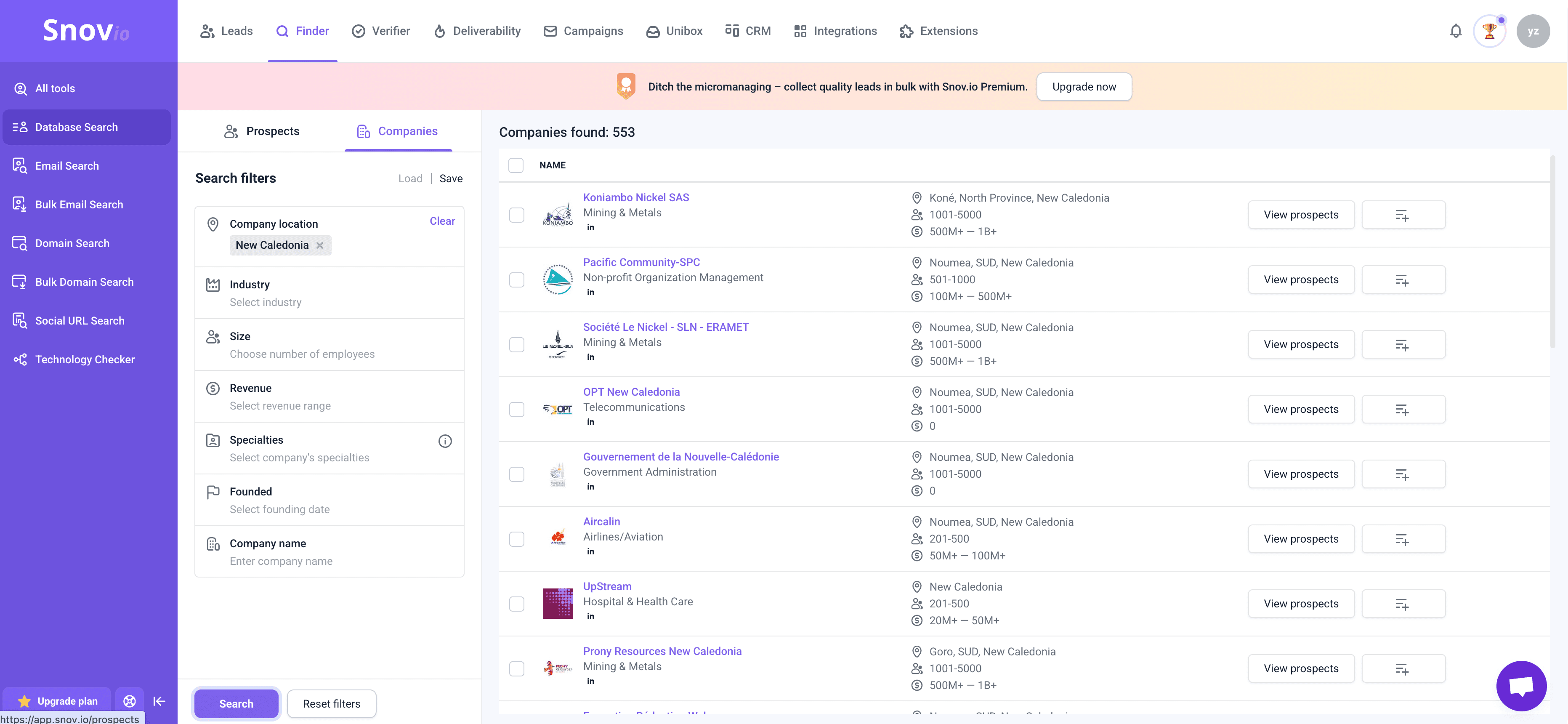 Company Database Screenshot