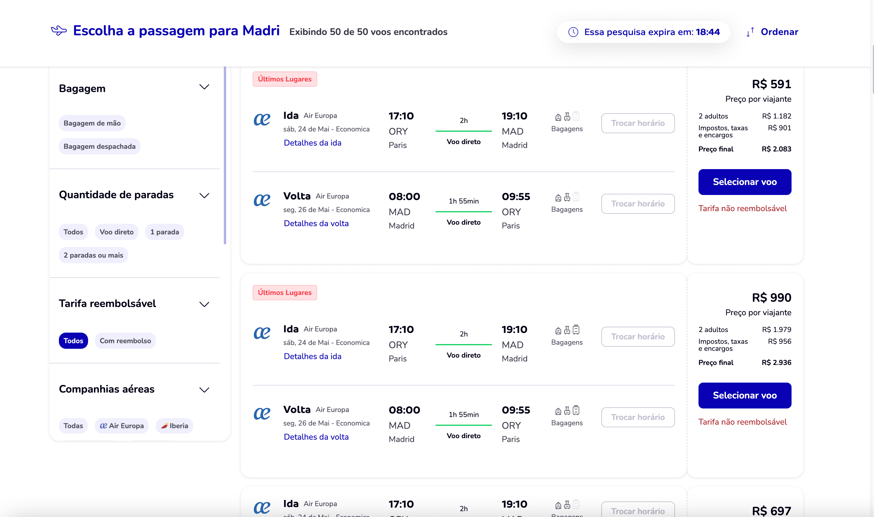 Hotel Search Result Screenshot