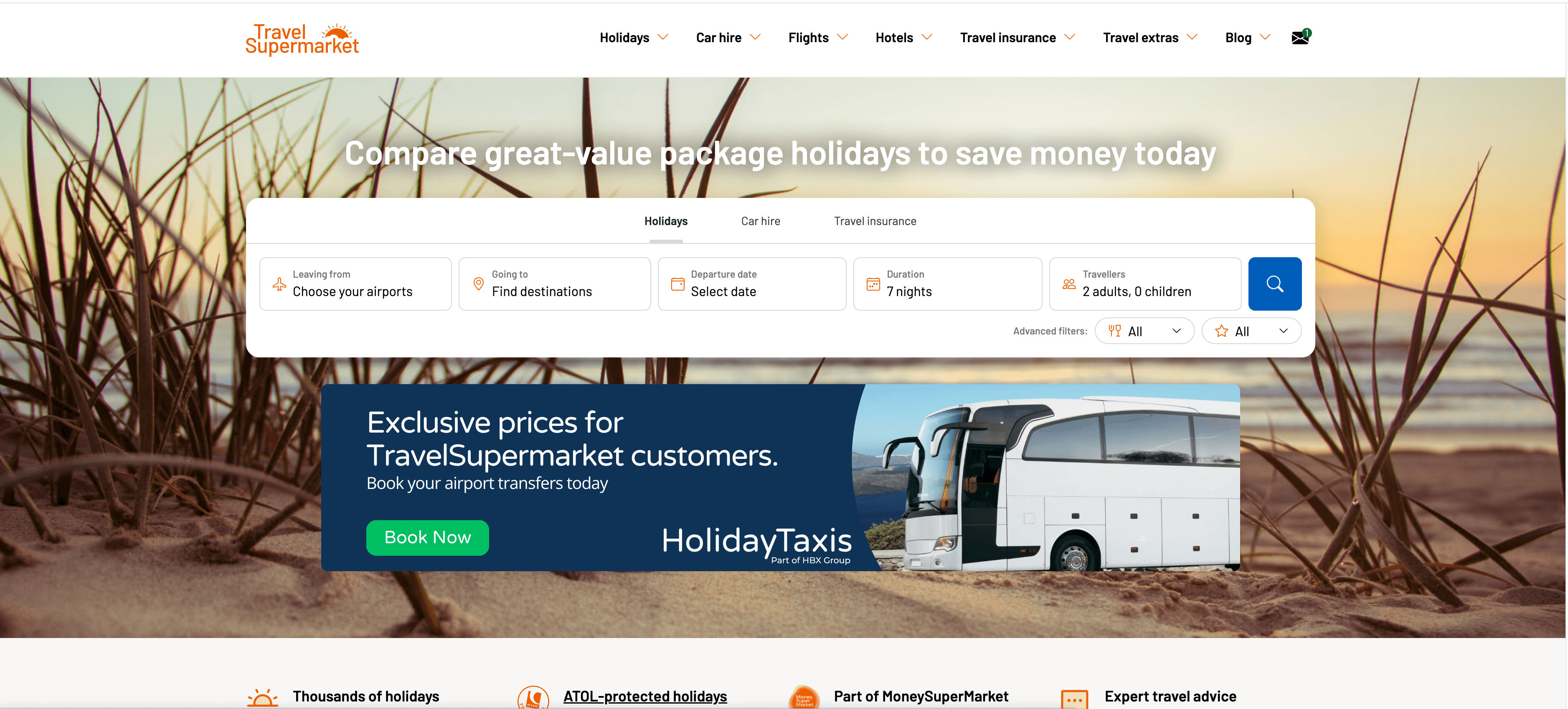 TravelSupermarket Homepage