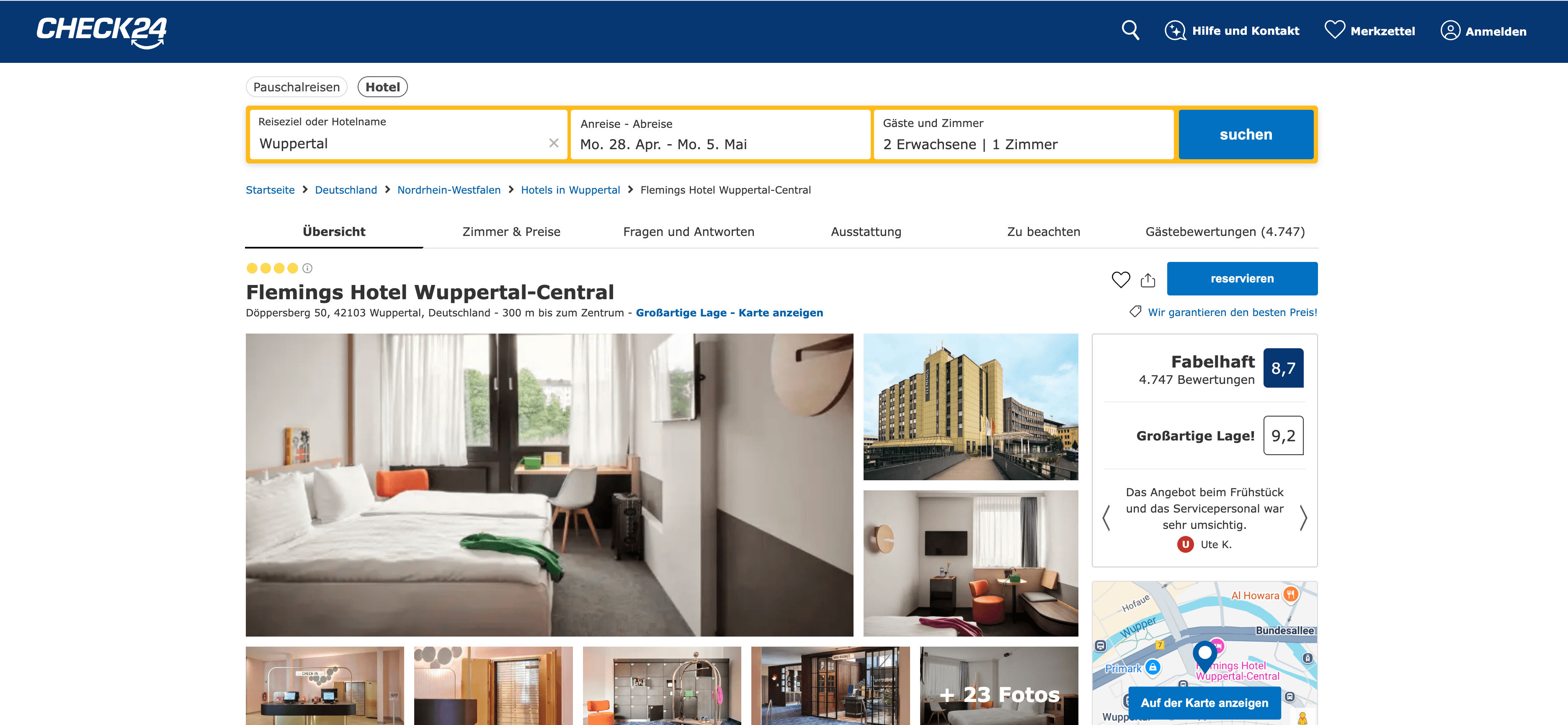 Check24 Reisen Hotel Details Page
