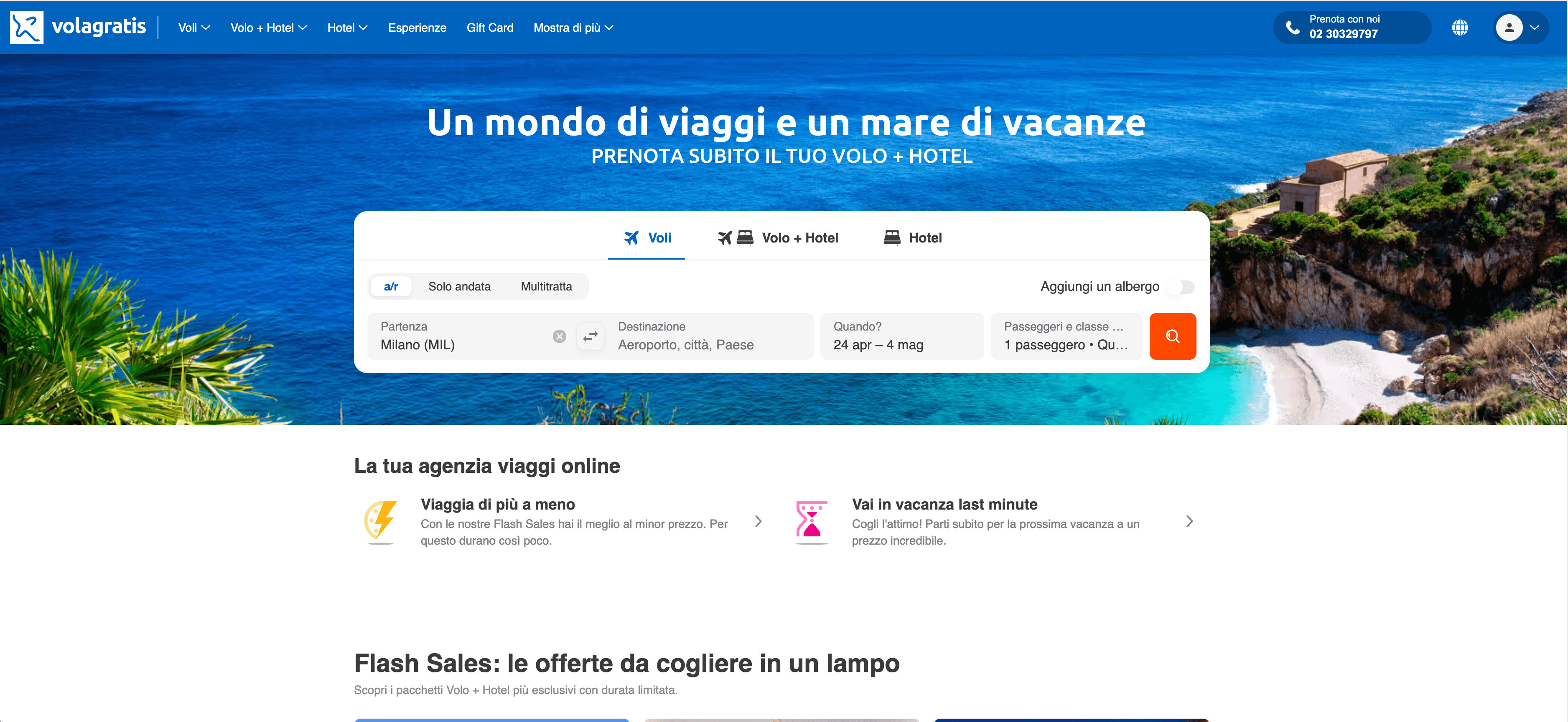 Volagratis Homepage Screenshot
