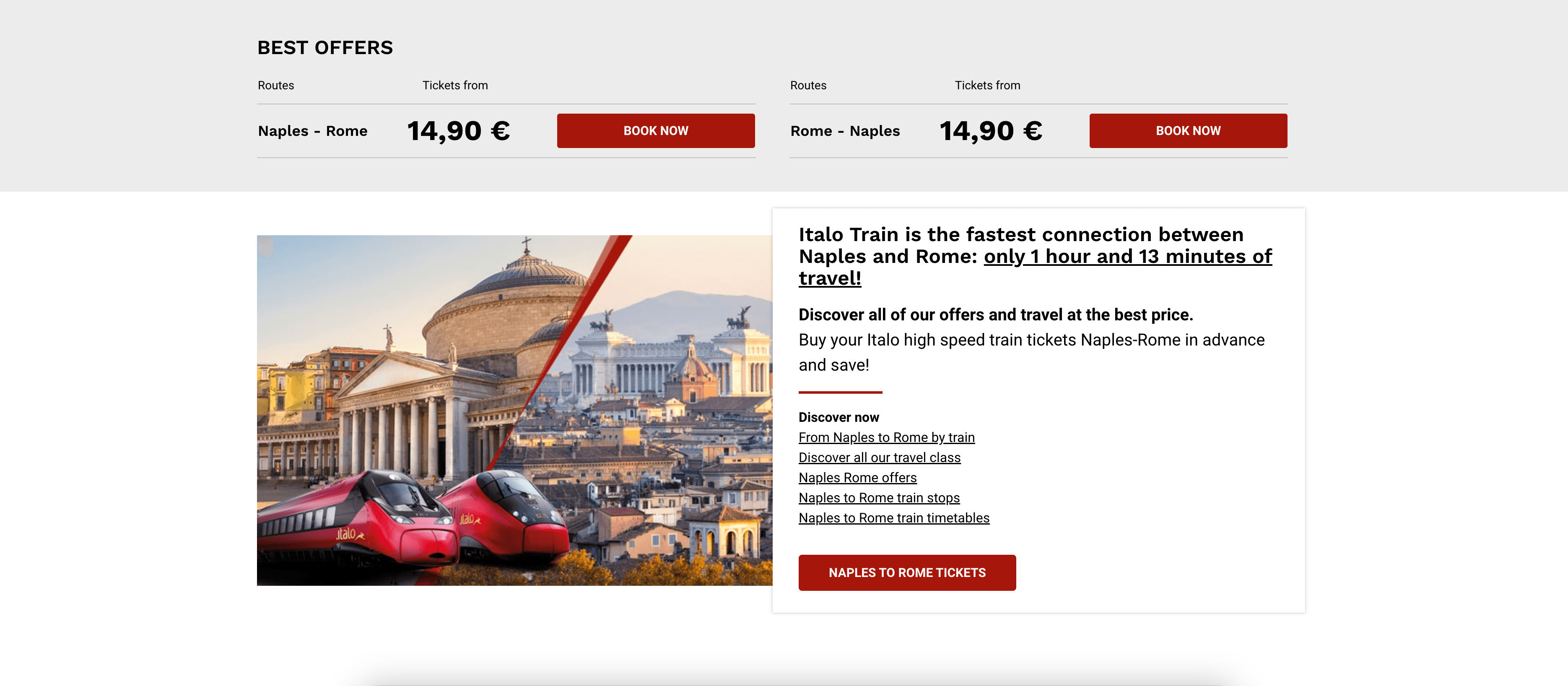 Italotreno Route Overview Page Screenshot