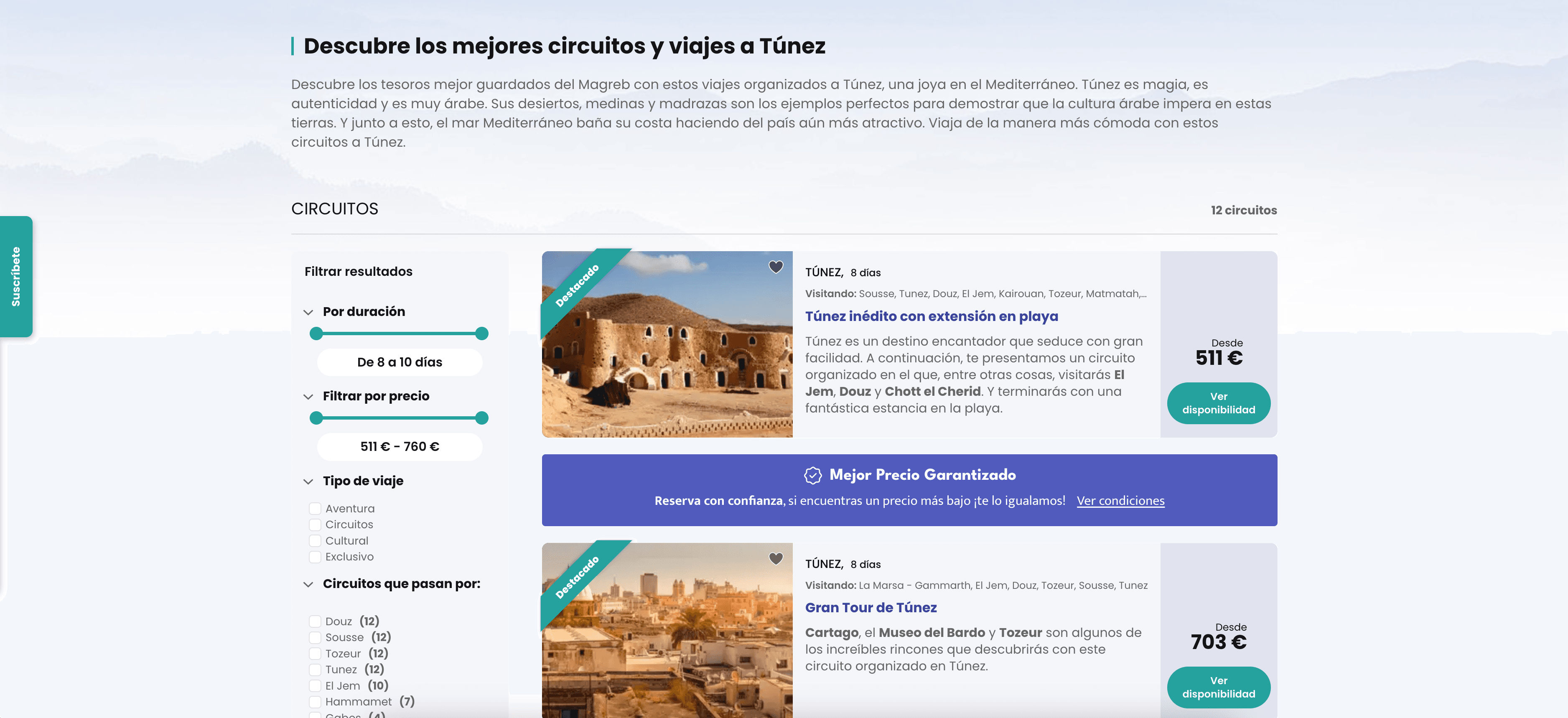 Muchoviaje Circuit Tour Search Result Page