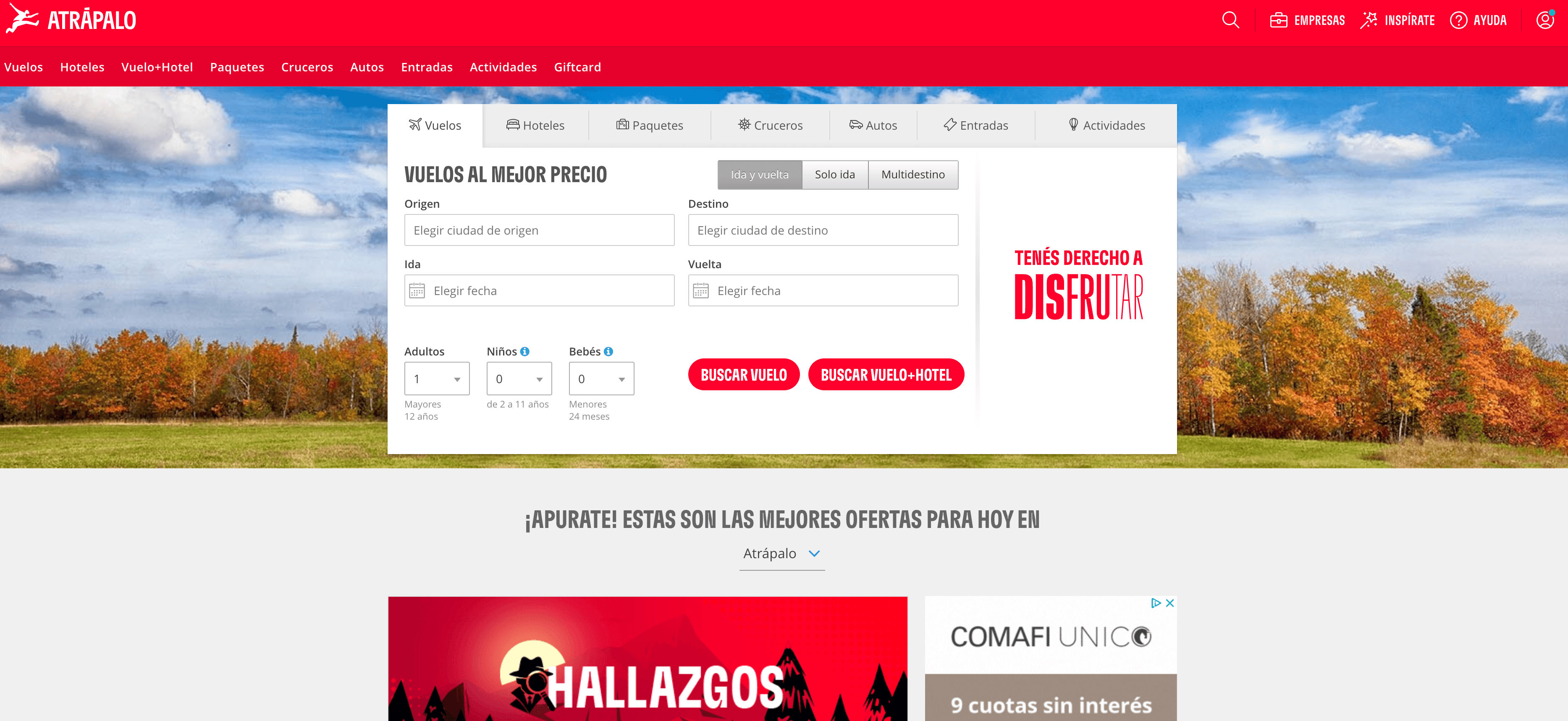 Atrápalo Argentina Homepage