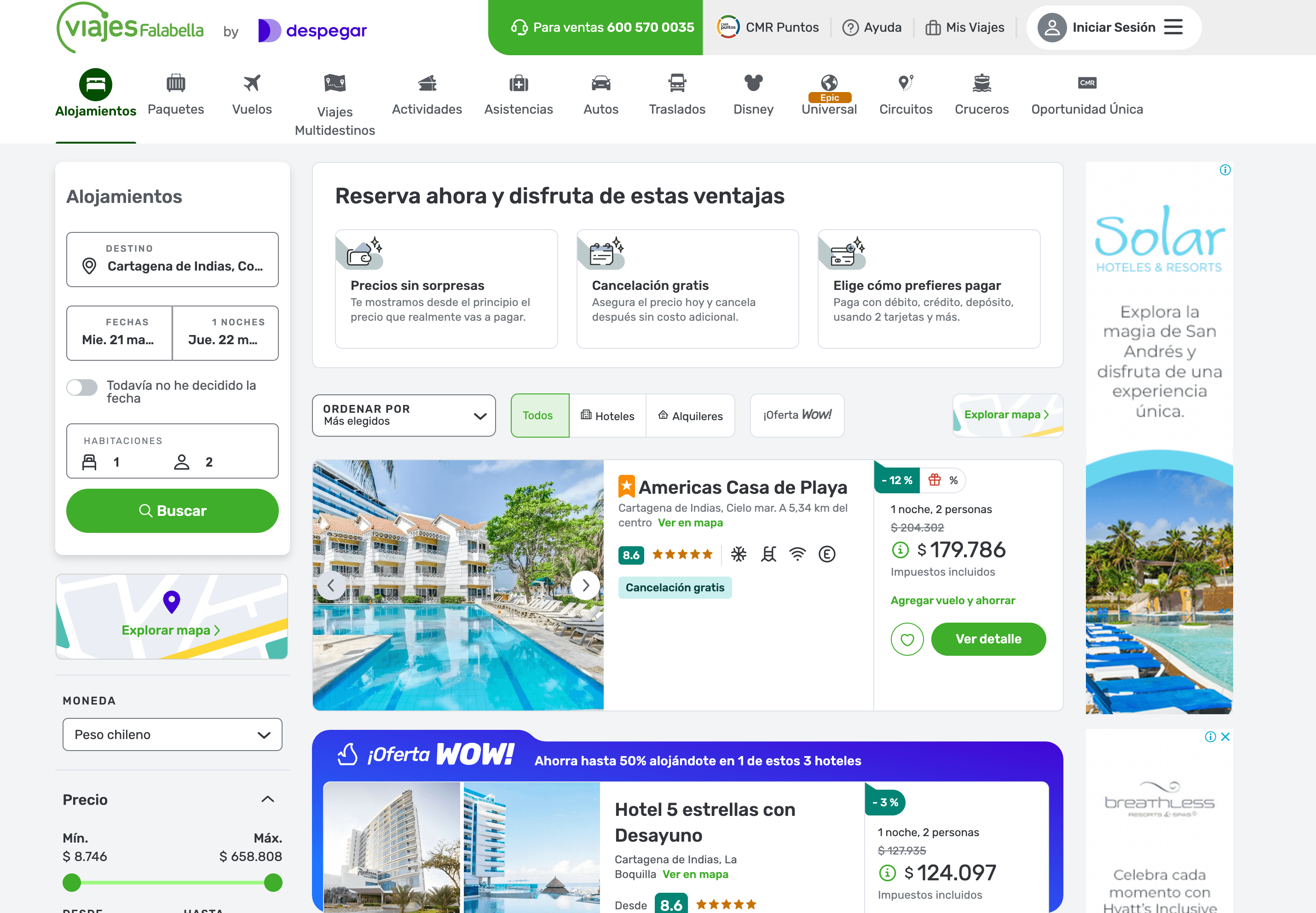 Hotel Search Results Screenshot