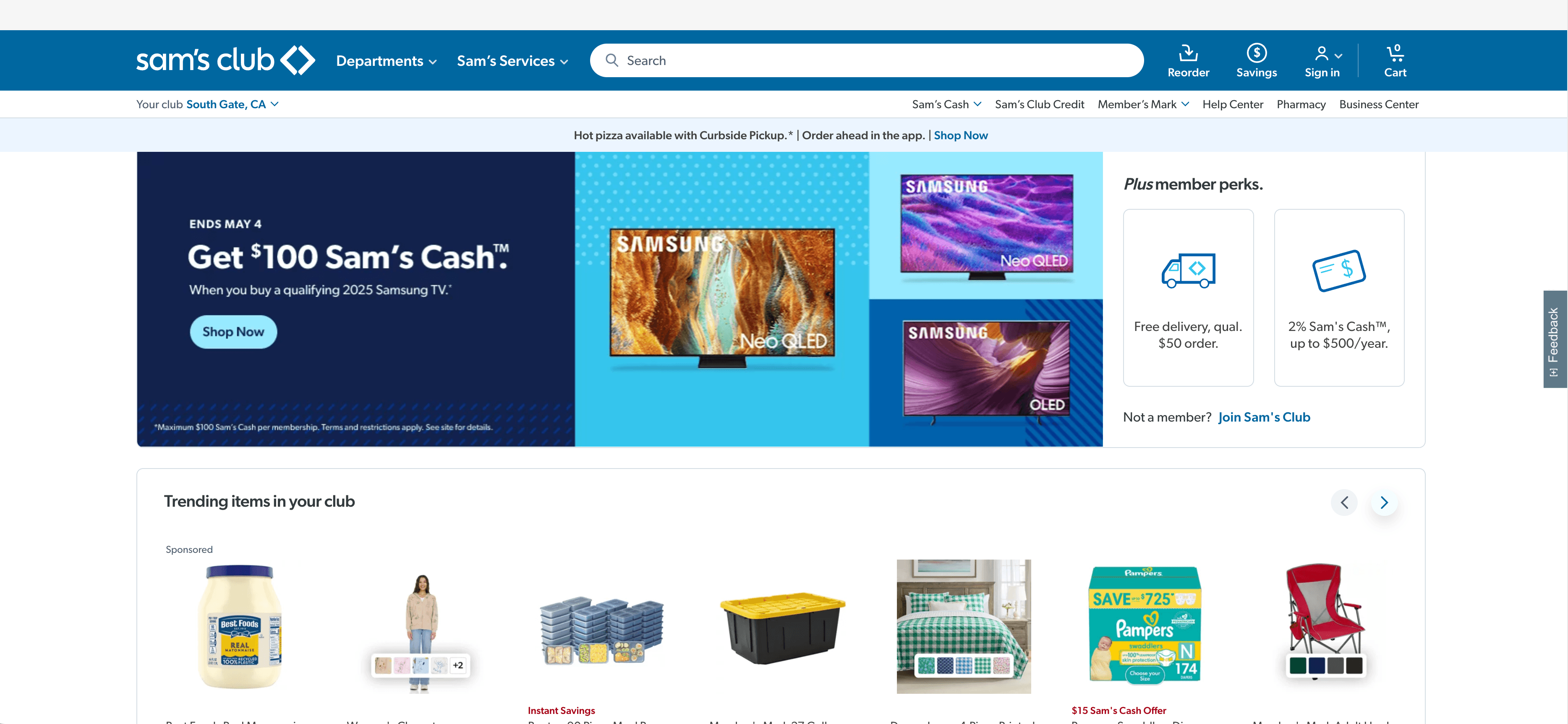 Sams Club Homepage Screenshot
