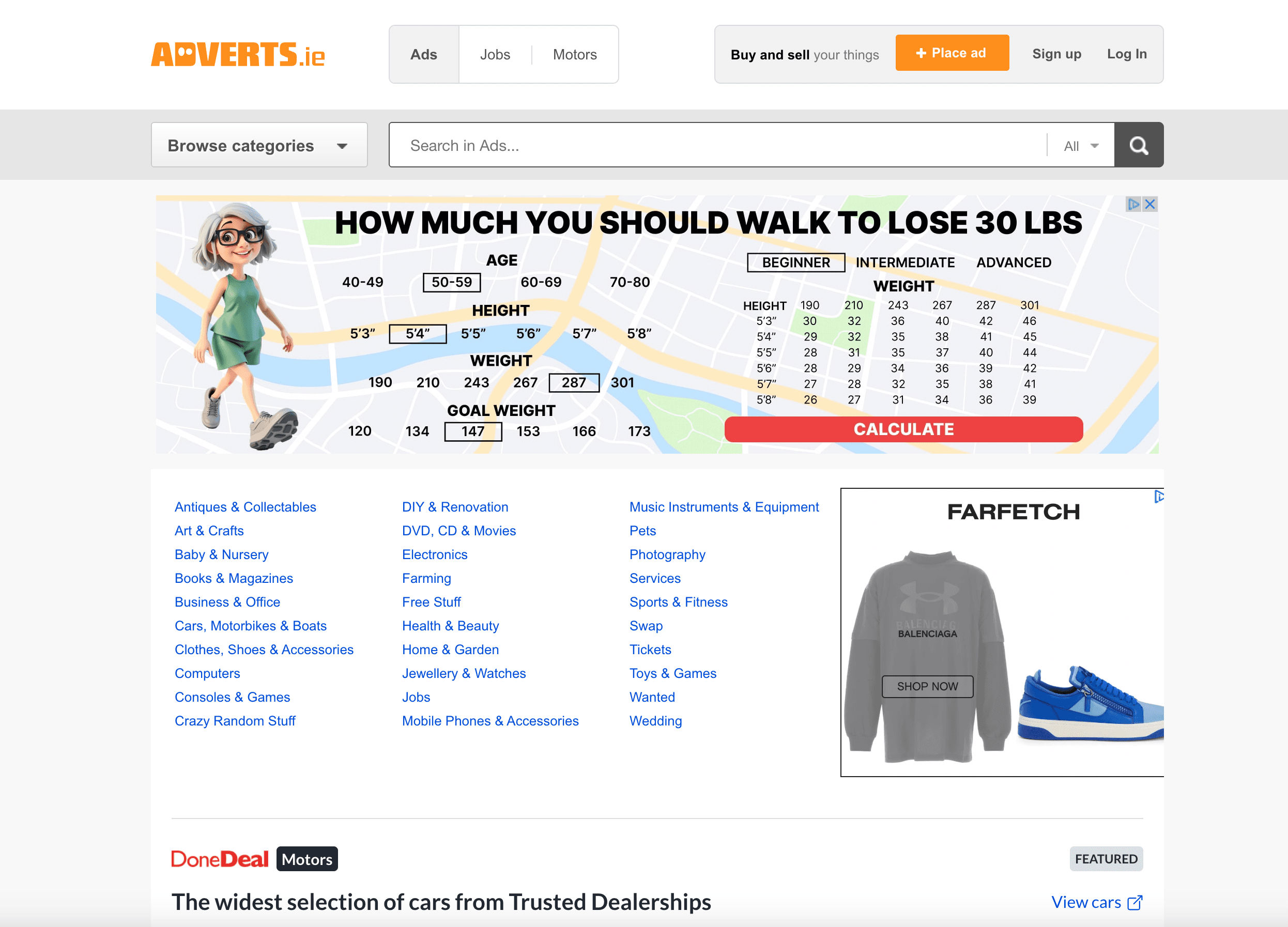 Adverts.ie Homepage Screenshot