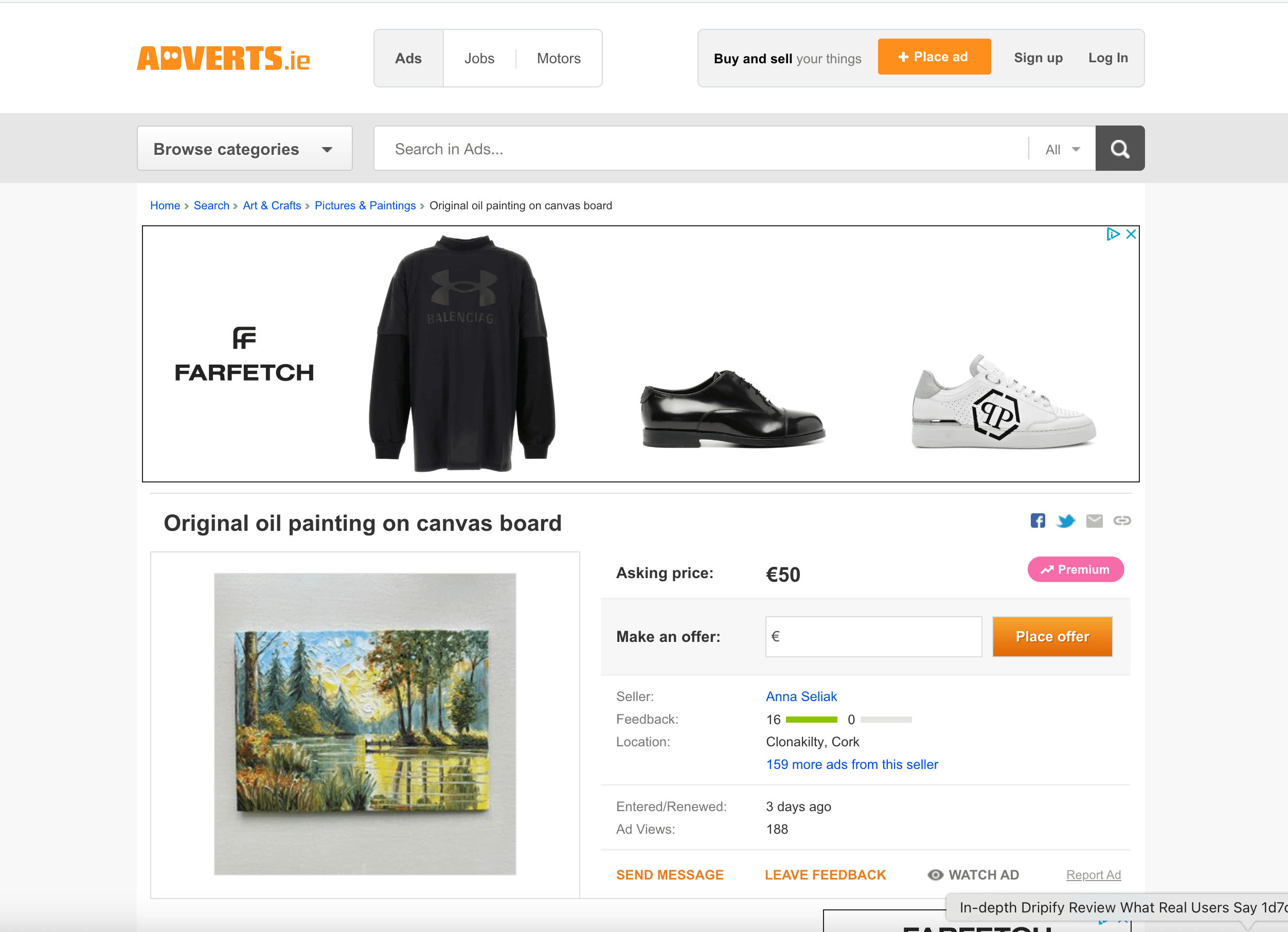 Adverts.ie Product Details Screenshot