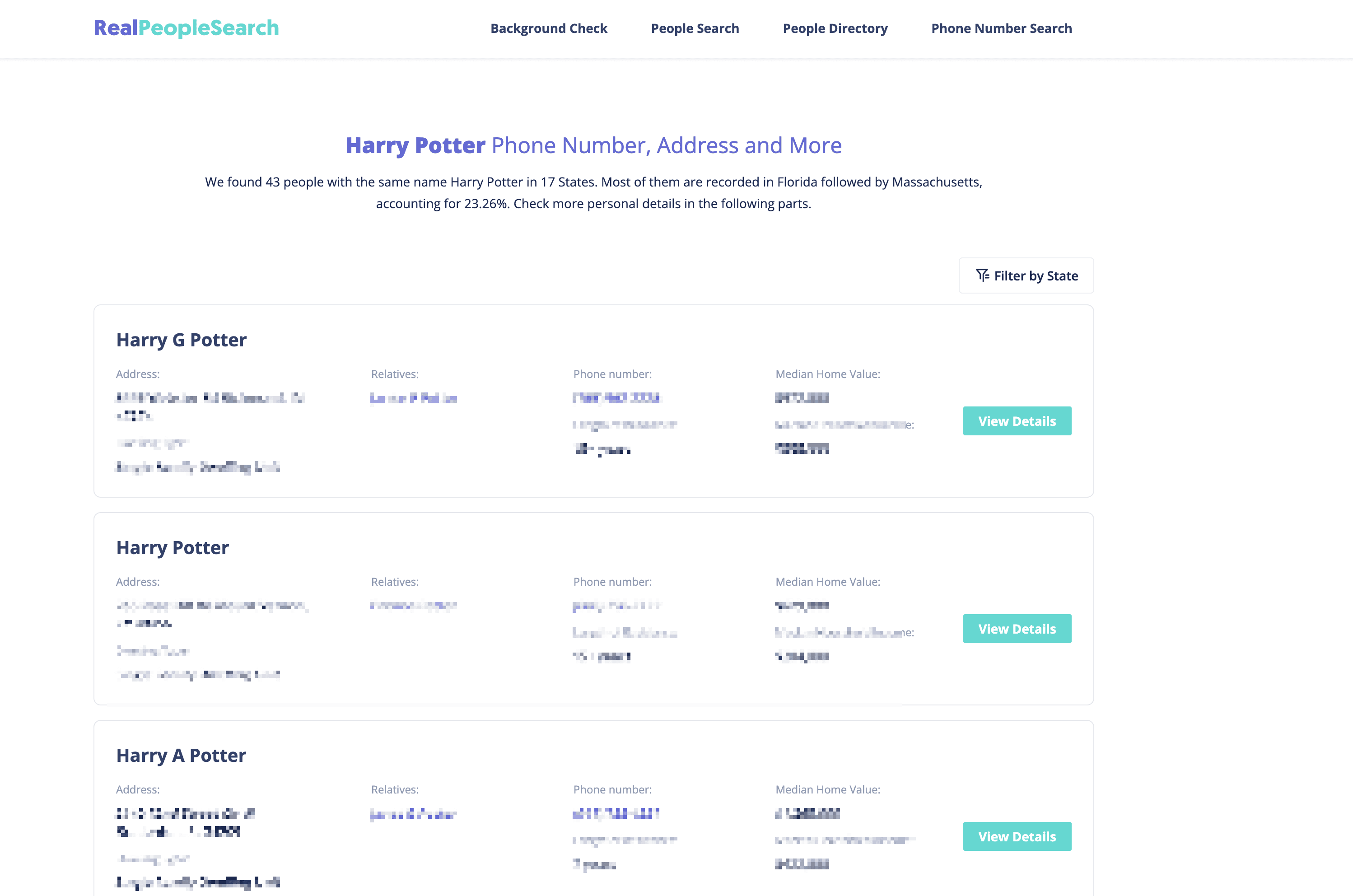 People Search Result Screenshot