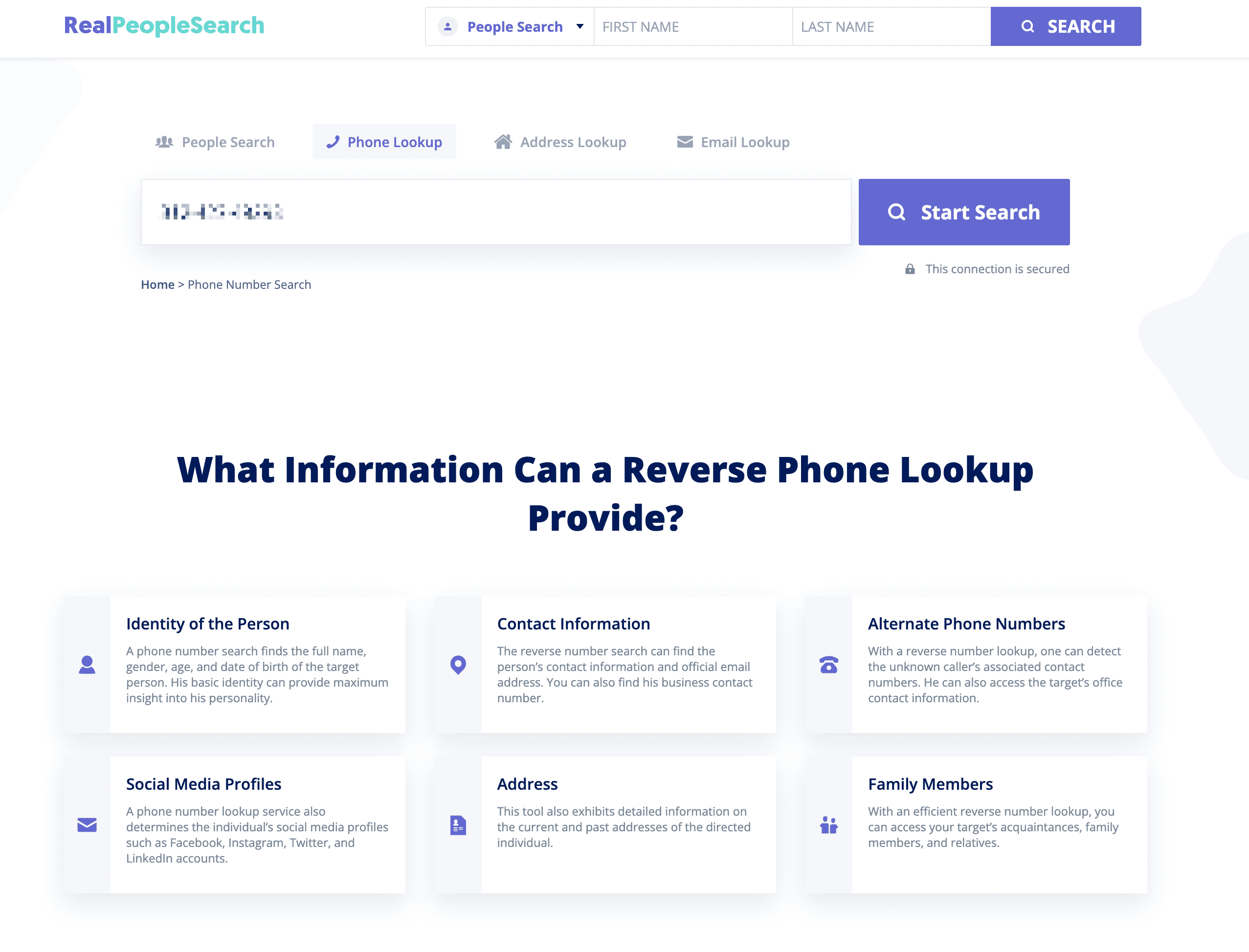 Reverse Phone Lookup Result Screenshot