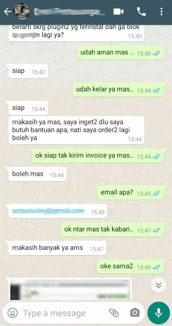 testimoni jasa Perbaikan WordPress order dari jakarta permasalahan tidak dapat di index google