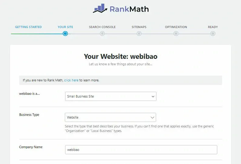 Rank Math konfigurasi Your site