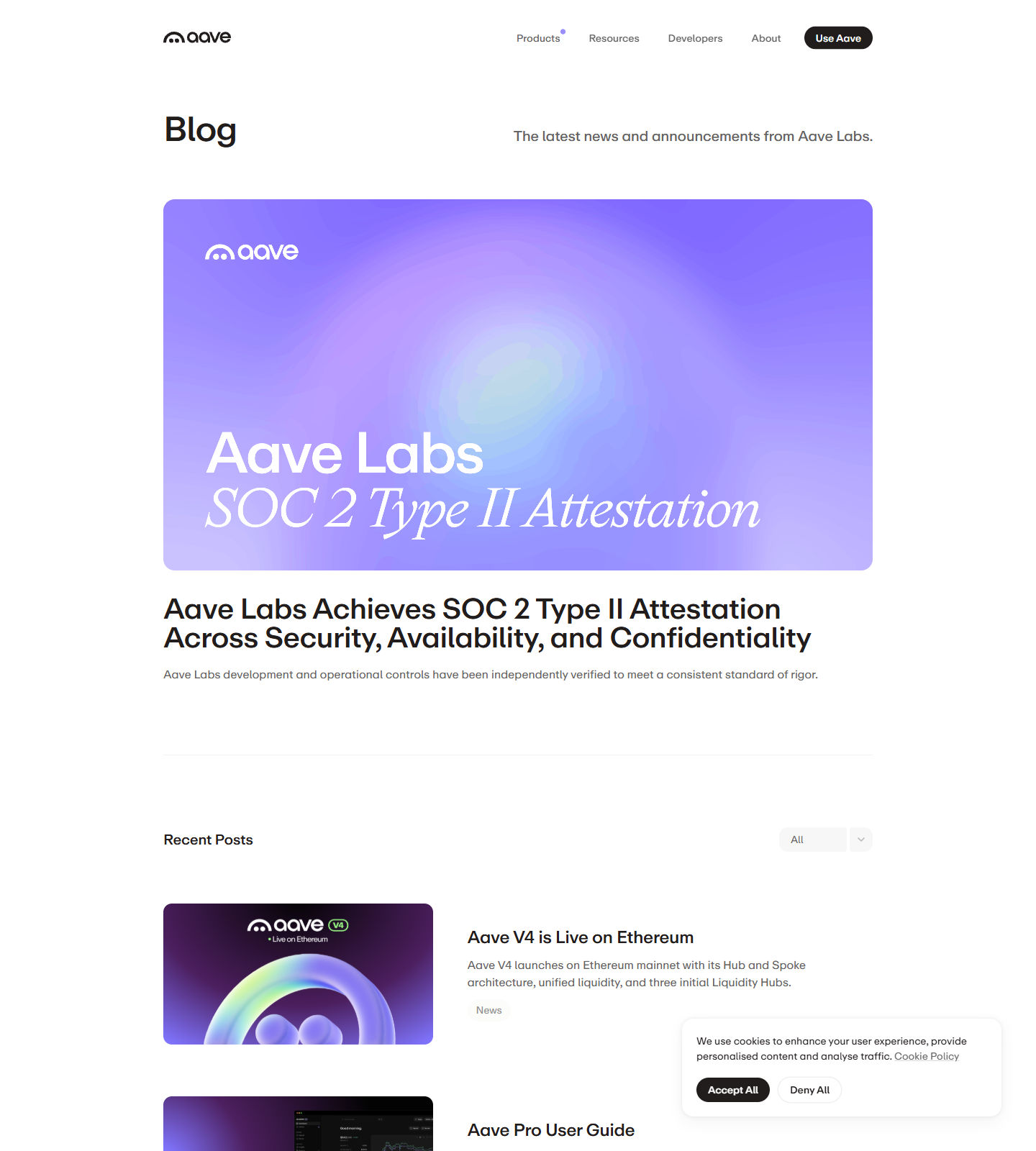 Aave Blog Page screenshot