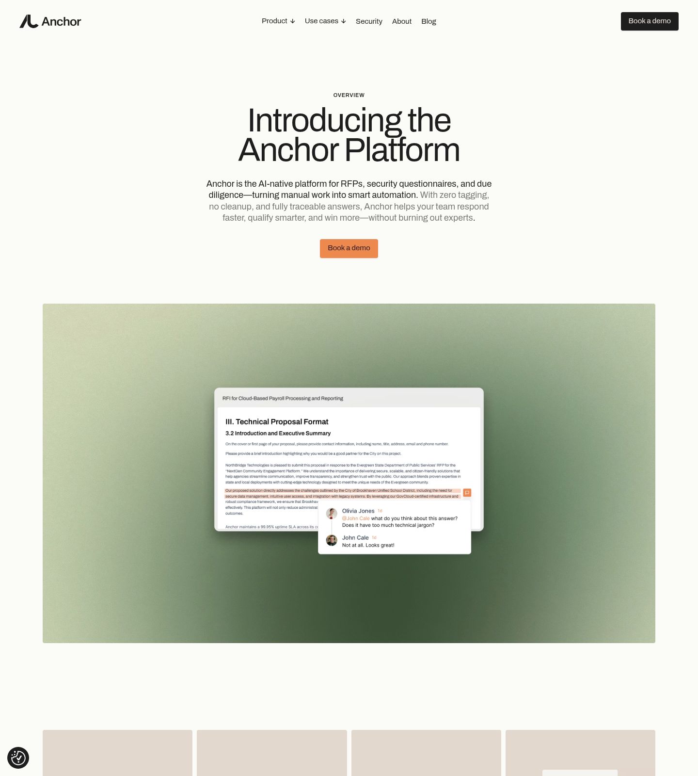 Anchor AI Feature Page screenshot