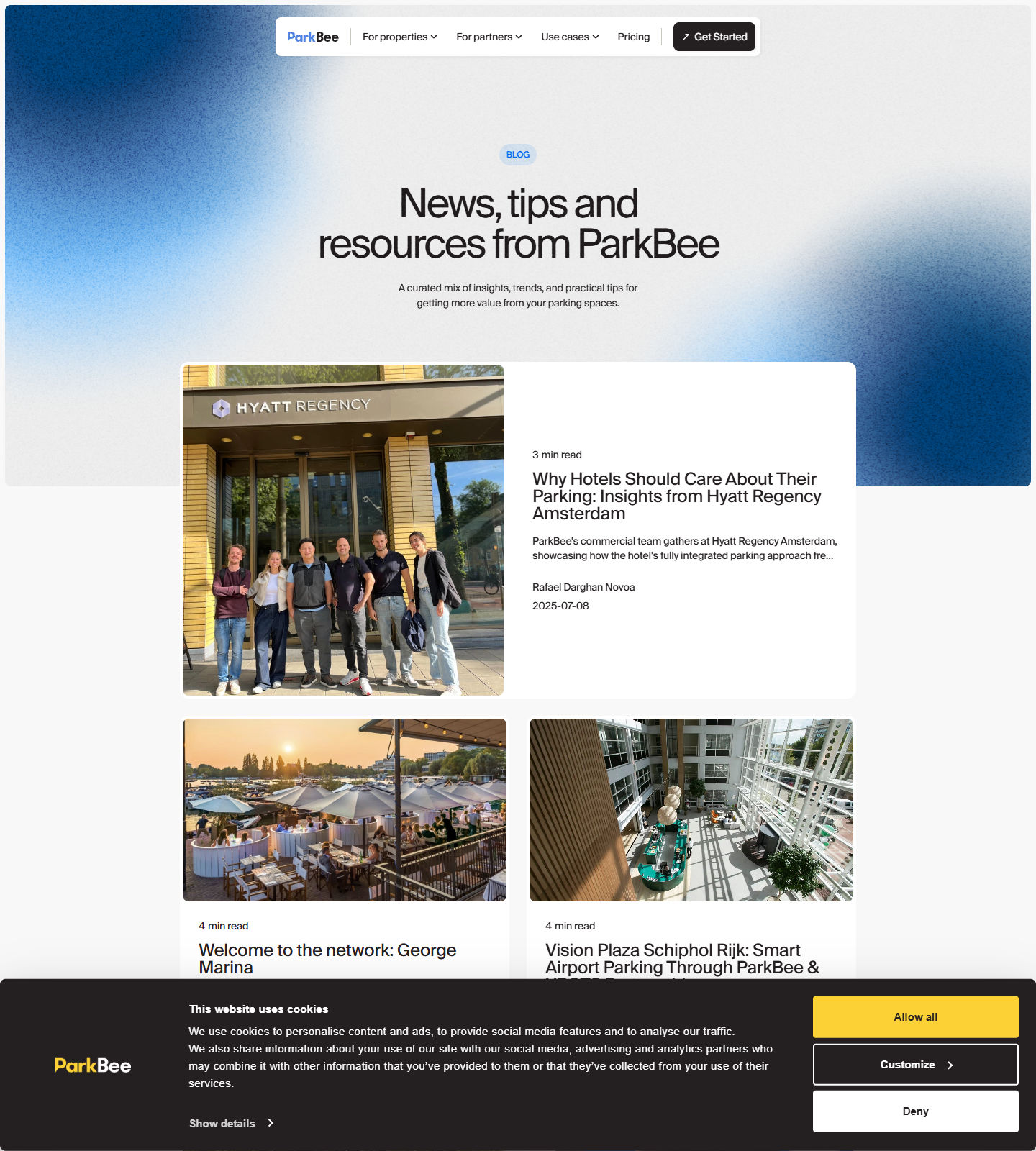 Parkbee Blog Page screenshot