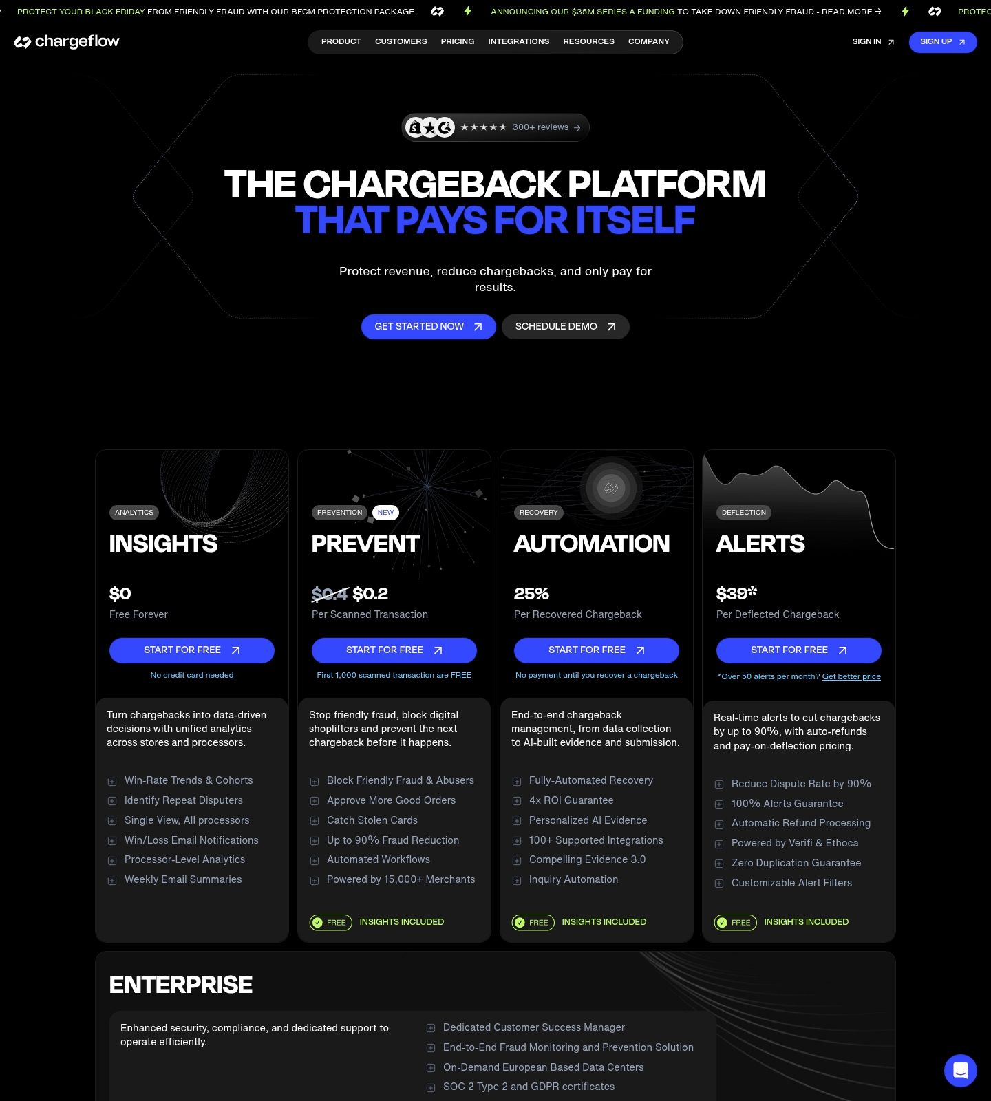 Chargeflow Pricing Page screenshot