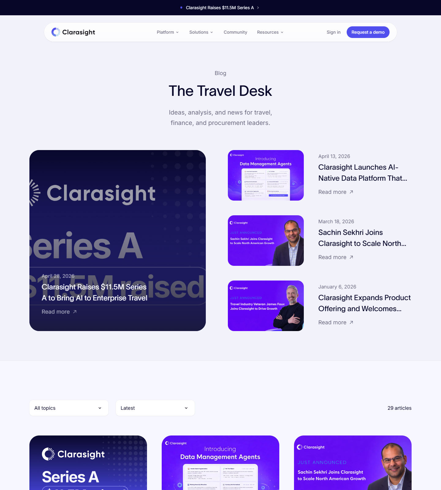 Clarasight Blog Page screenshot