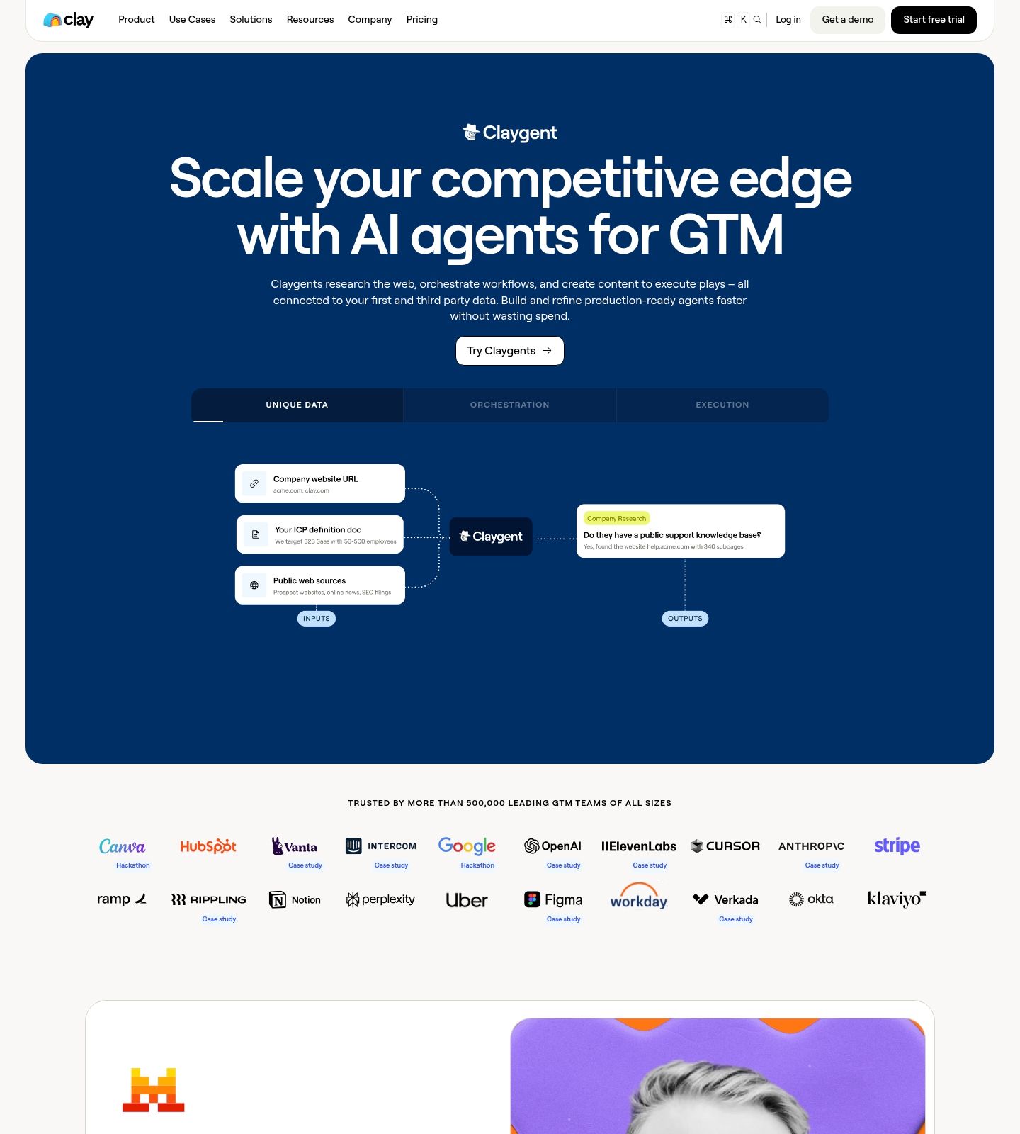Clay Features Page screenshot