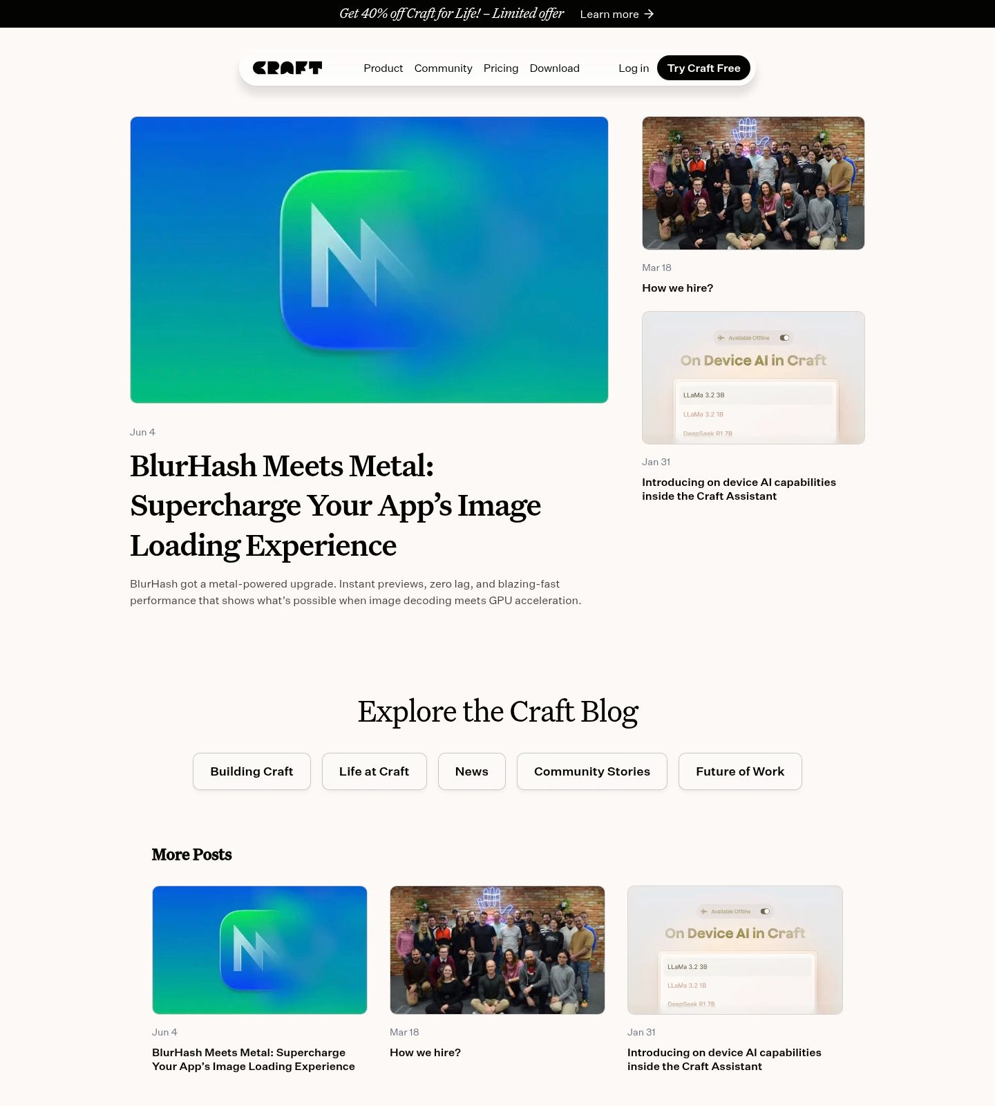 Craft Blog Page screenshot