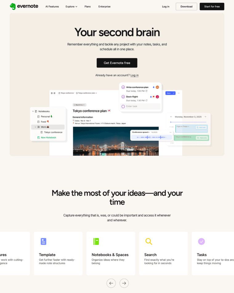 Evernote screenshot