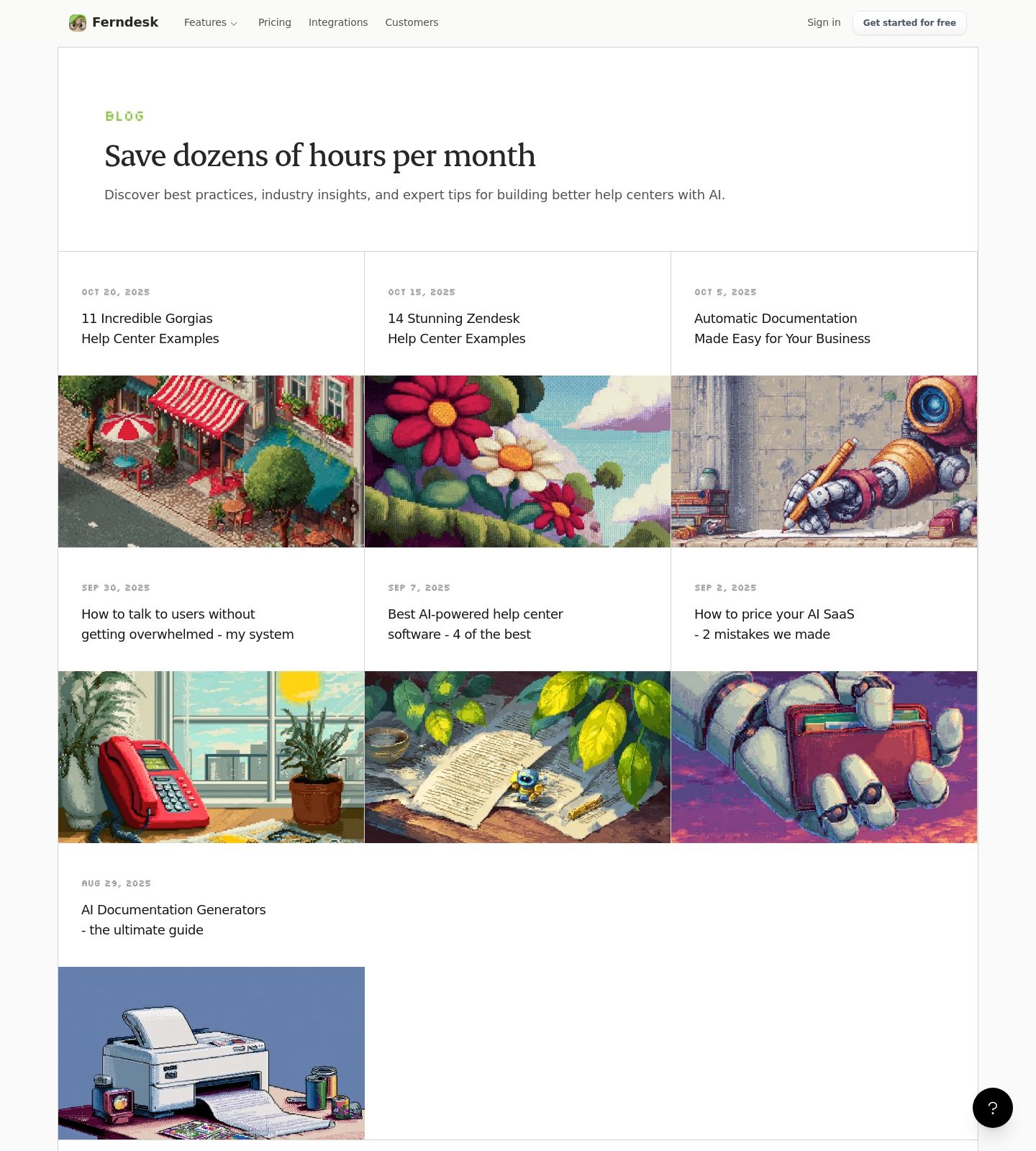 Ferndesk Blog Page screenshot