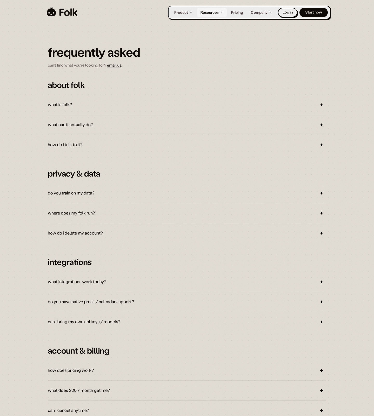 Folk Faq page screenshot