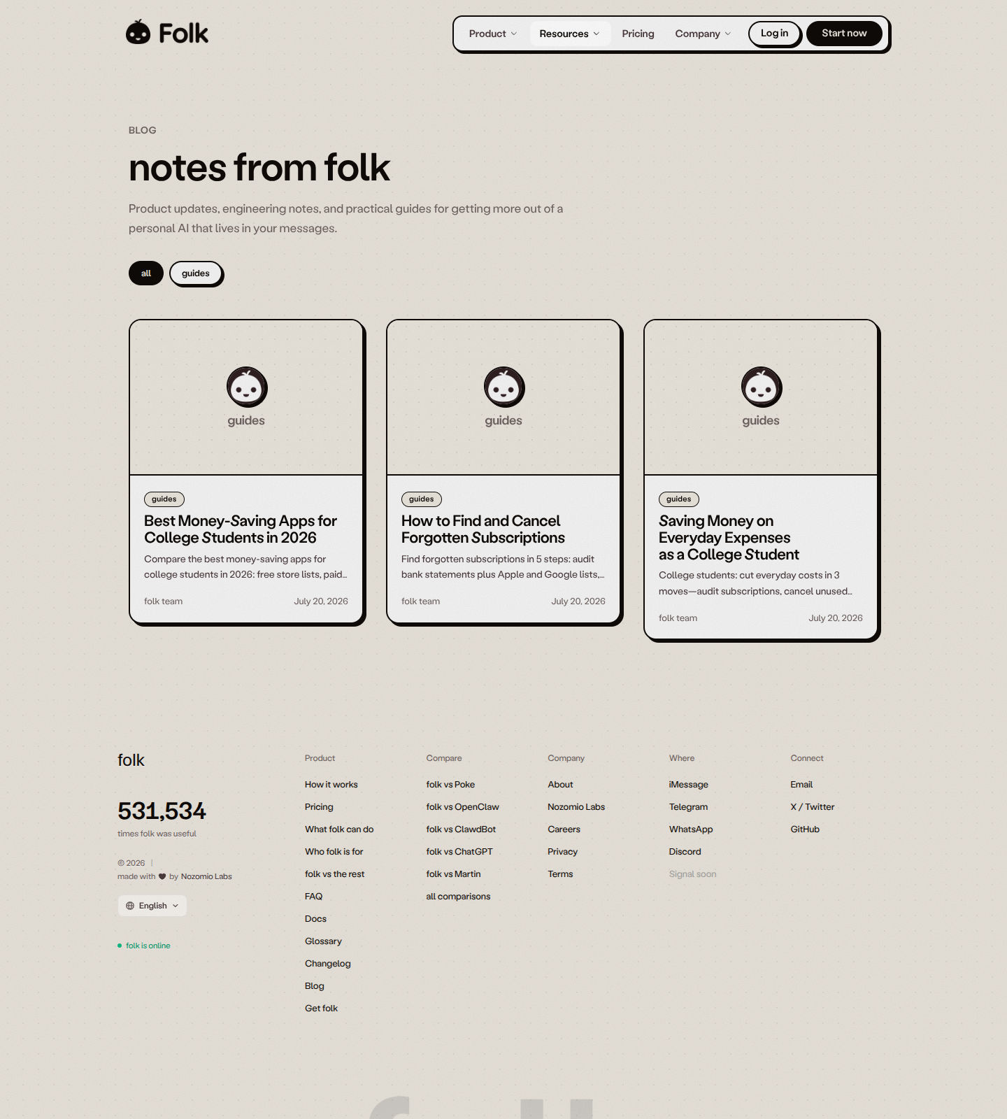 Folk Blog Page screenshot