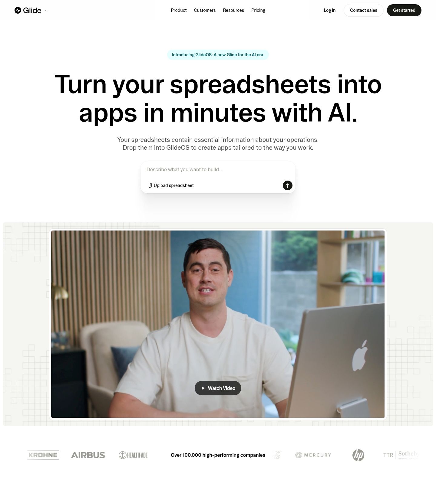 Glide Feature Page screenshot
