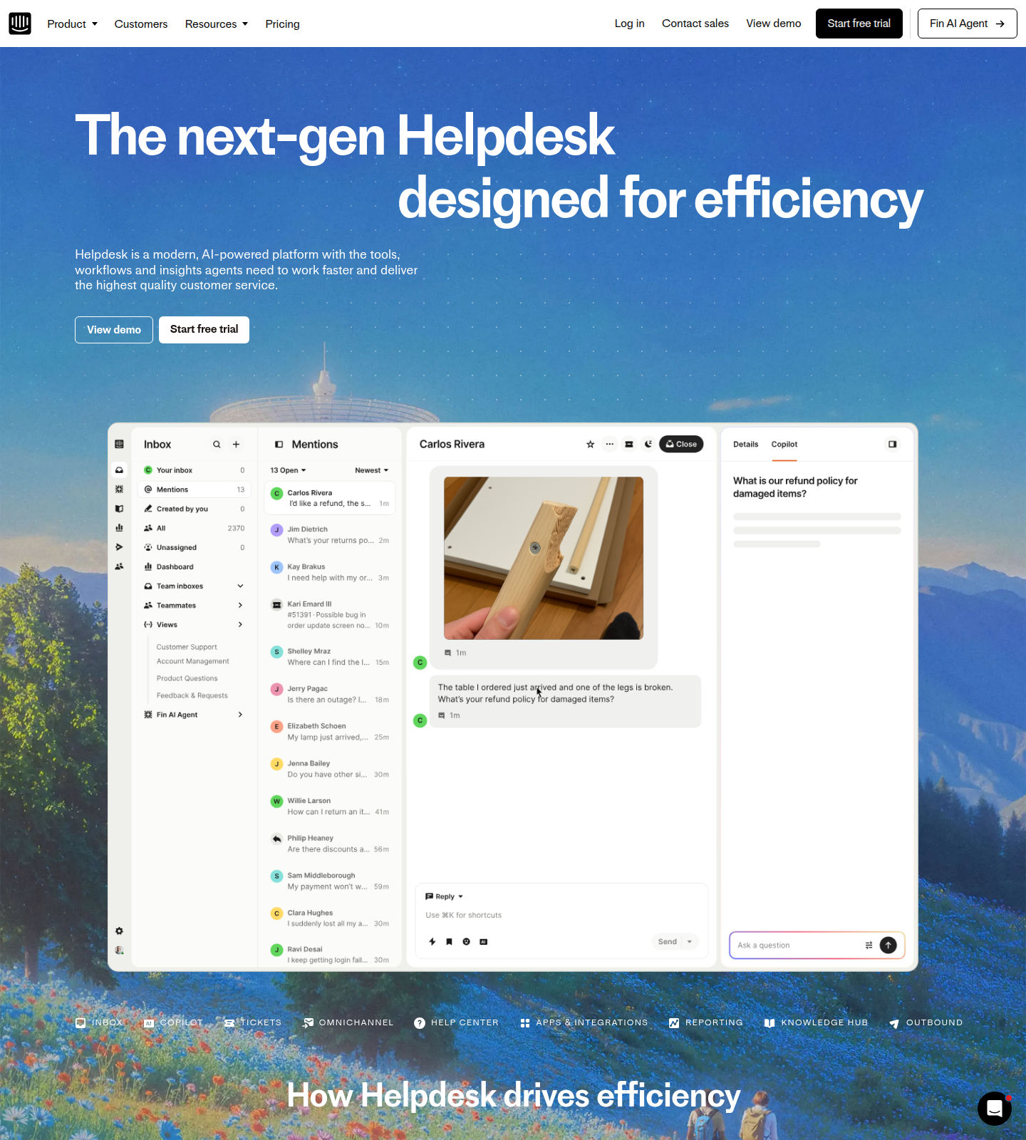 Intercom Feature Page screenshot