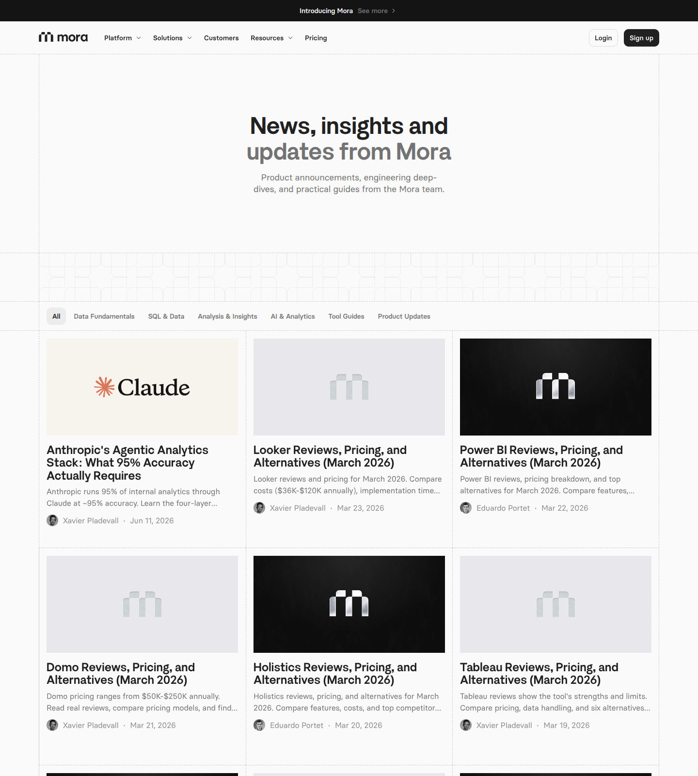 Mora Blog Page screenshot