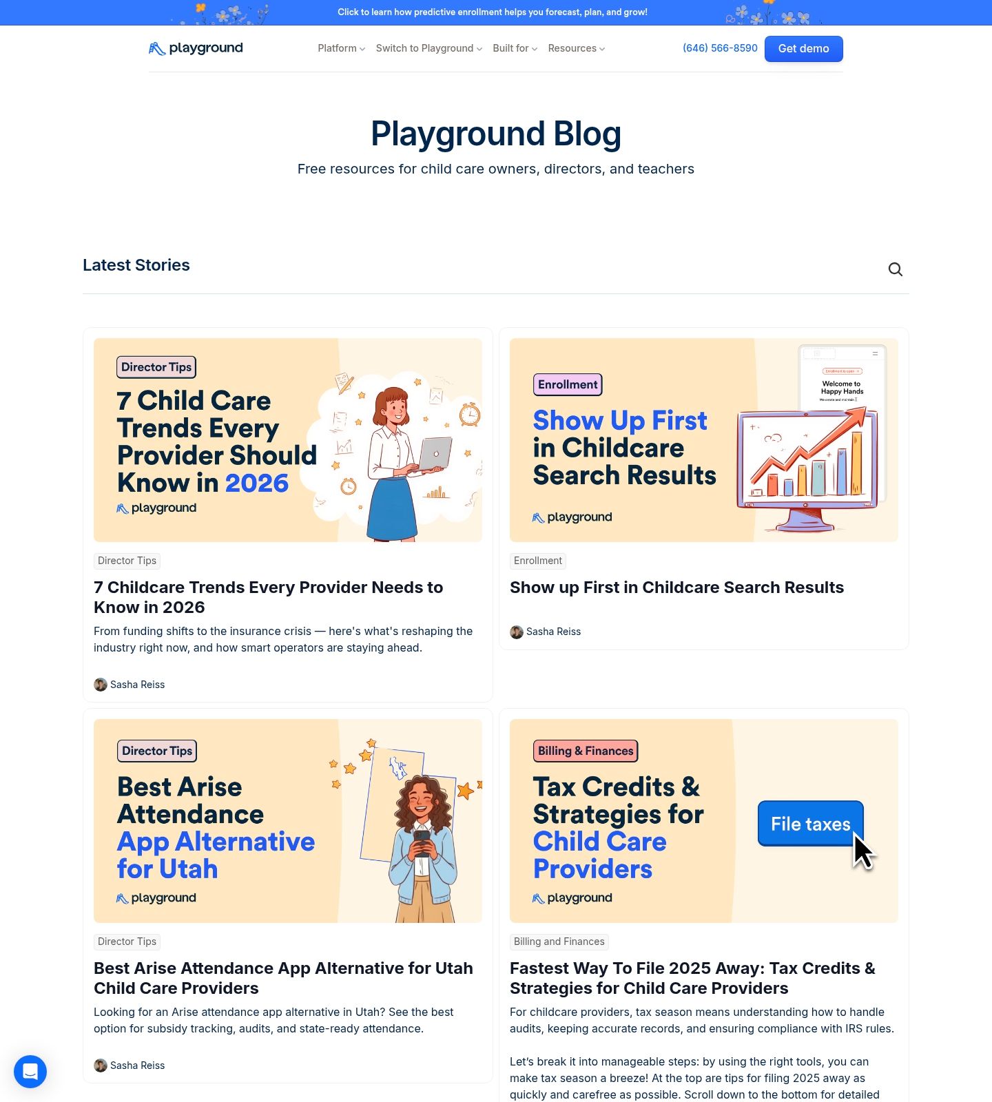 Playground Blog Page screenshot