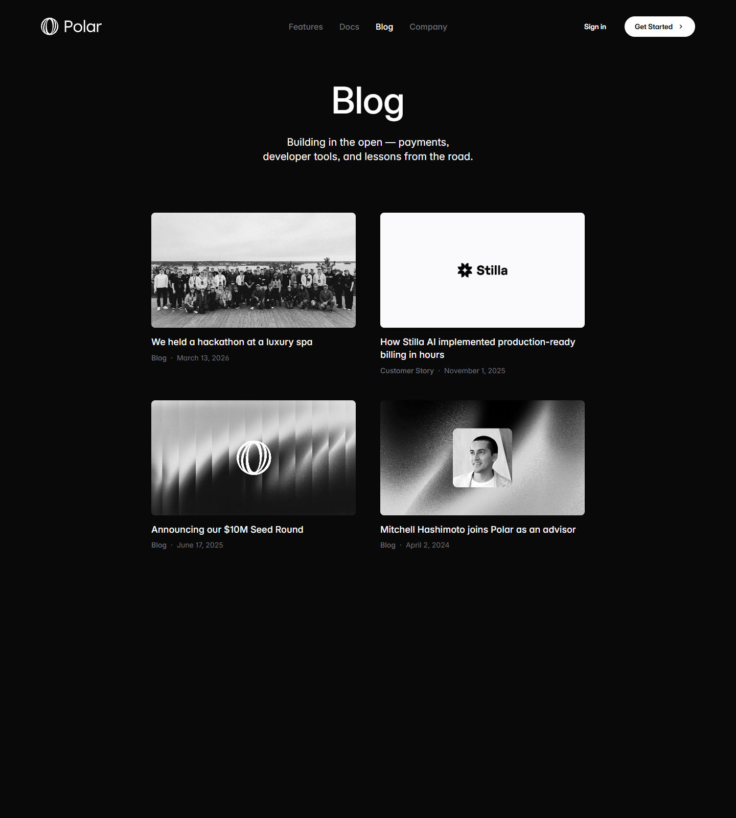 Polar Blog page screenshot