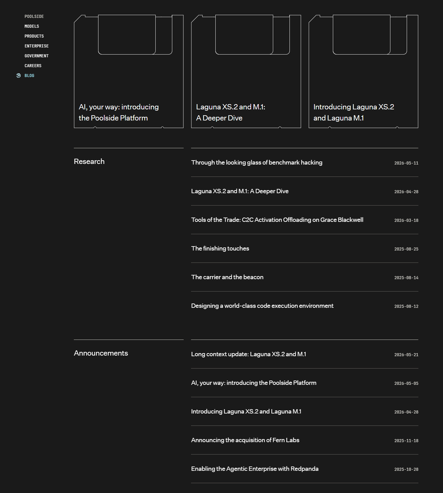 Poolside Blog Page screenshot