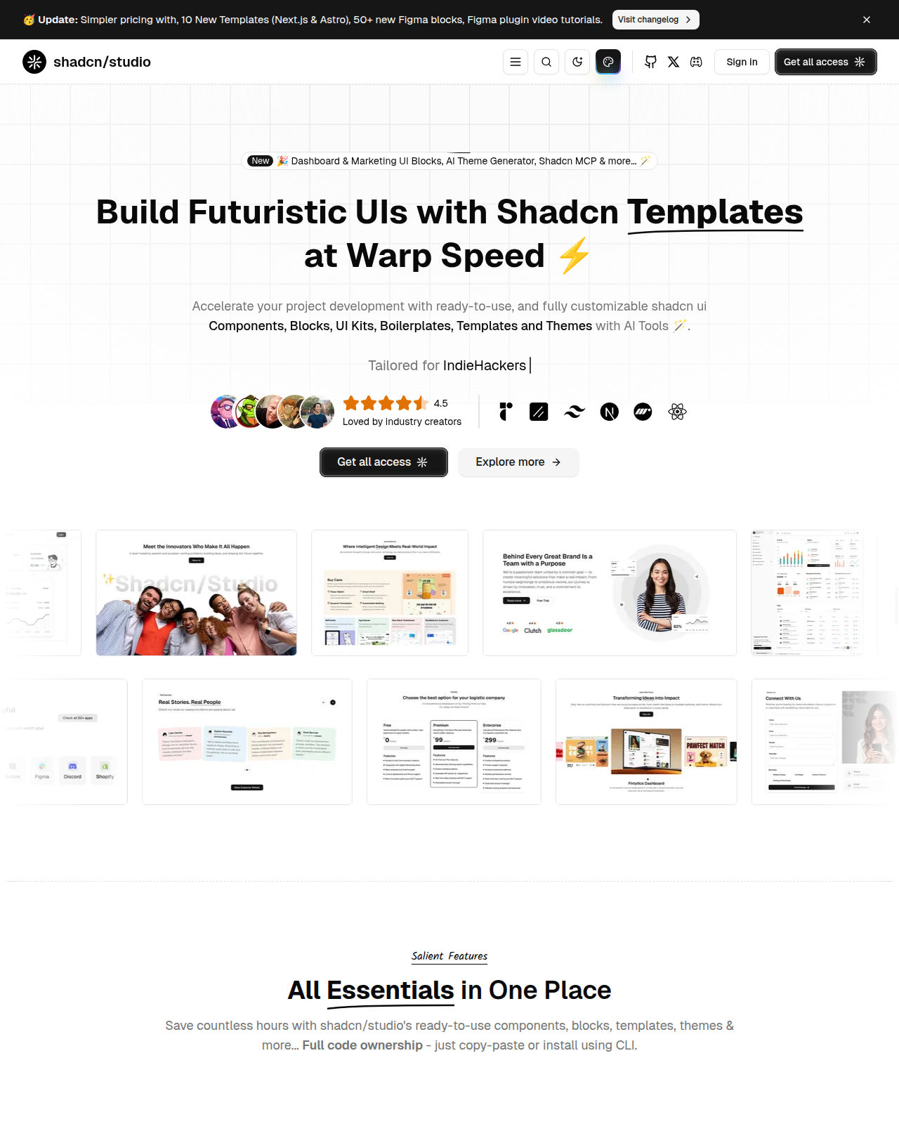 Shadcn Studio screenshot