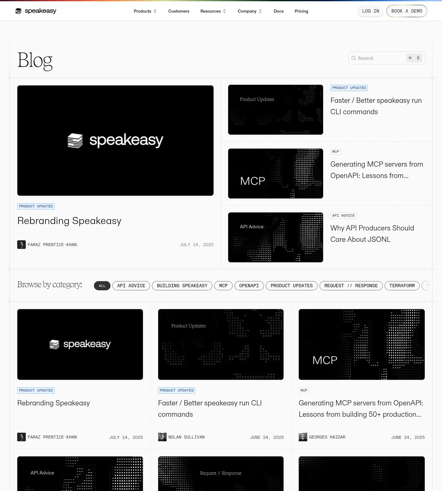 Speakeasy Blog Page screenshot