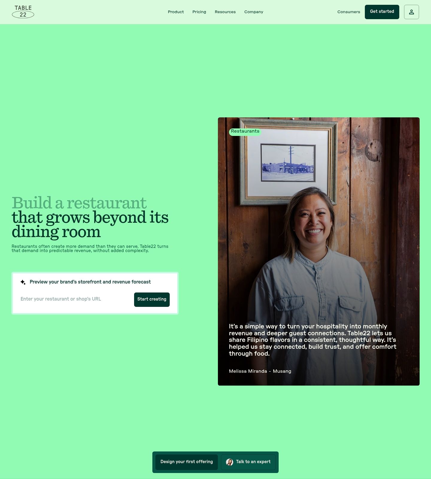 Table22 Feature Page screenshot