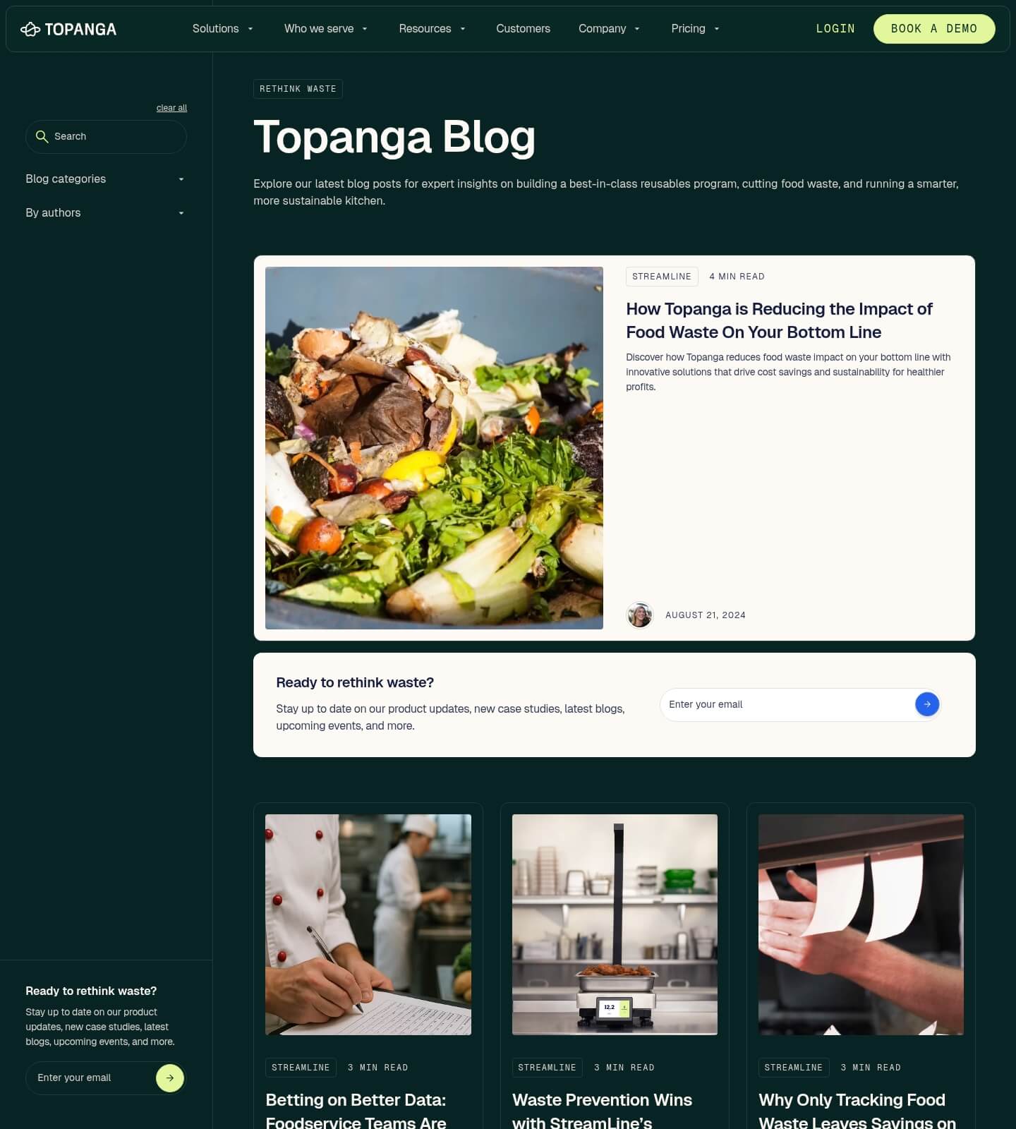 Topanga Blog Page screenshot