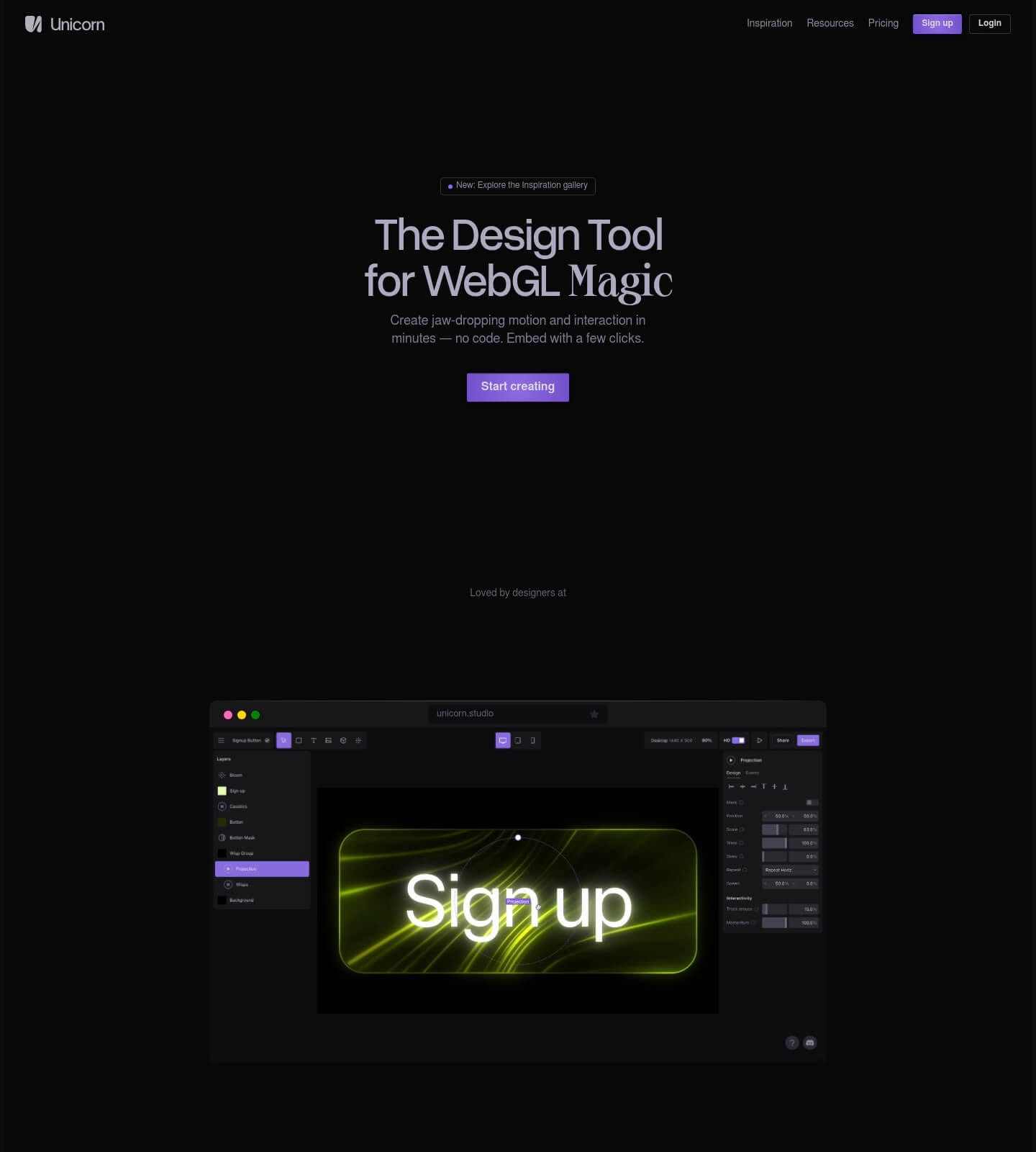 Unicorn Studio screenshot