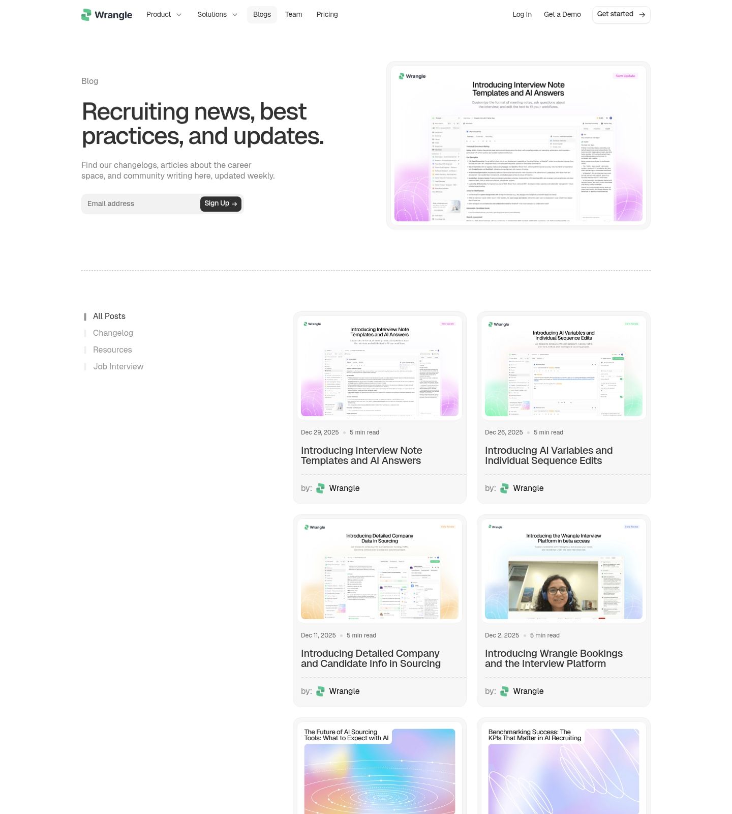 Wrangle Blog Page screenshot