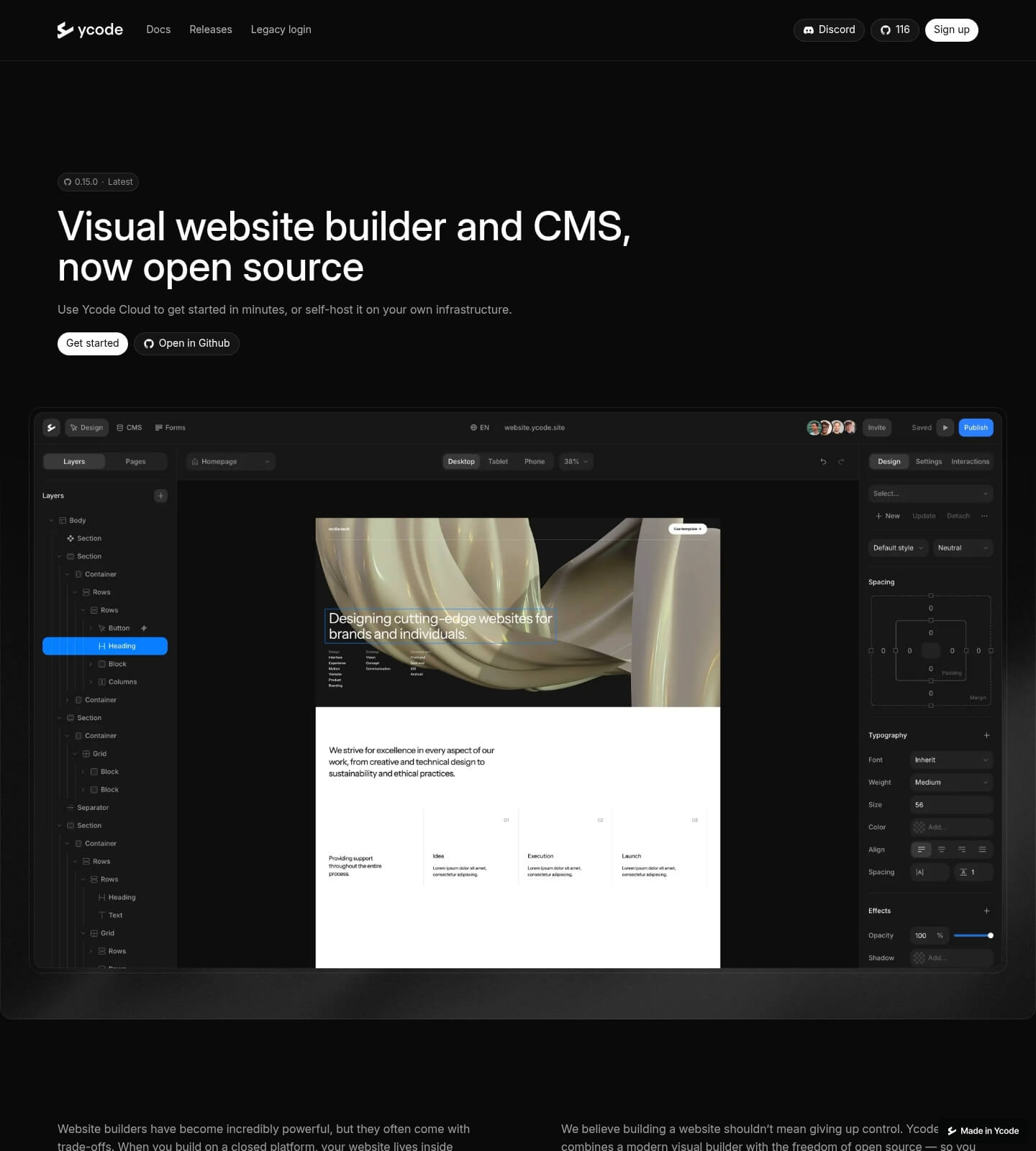 Ycode screenshot