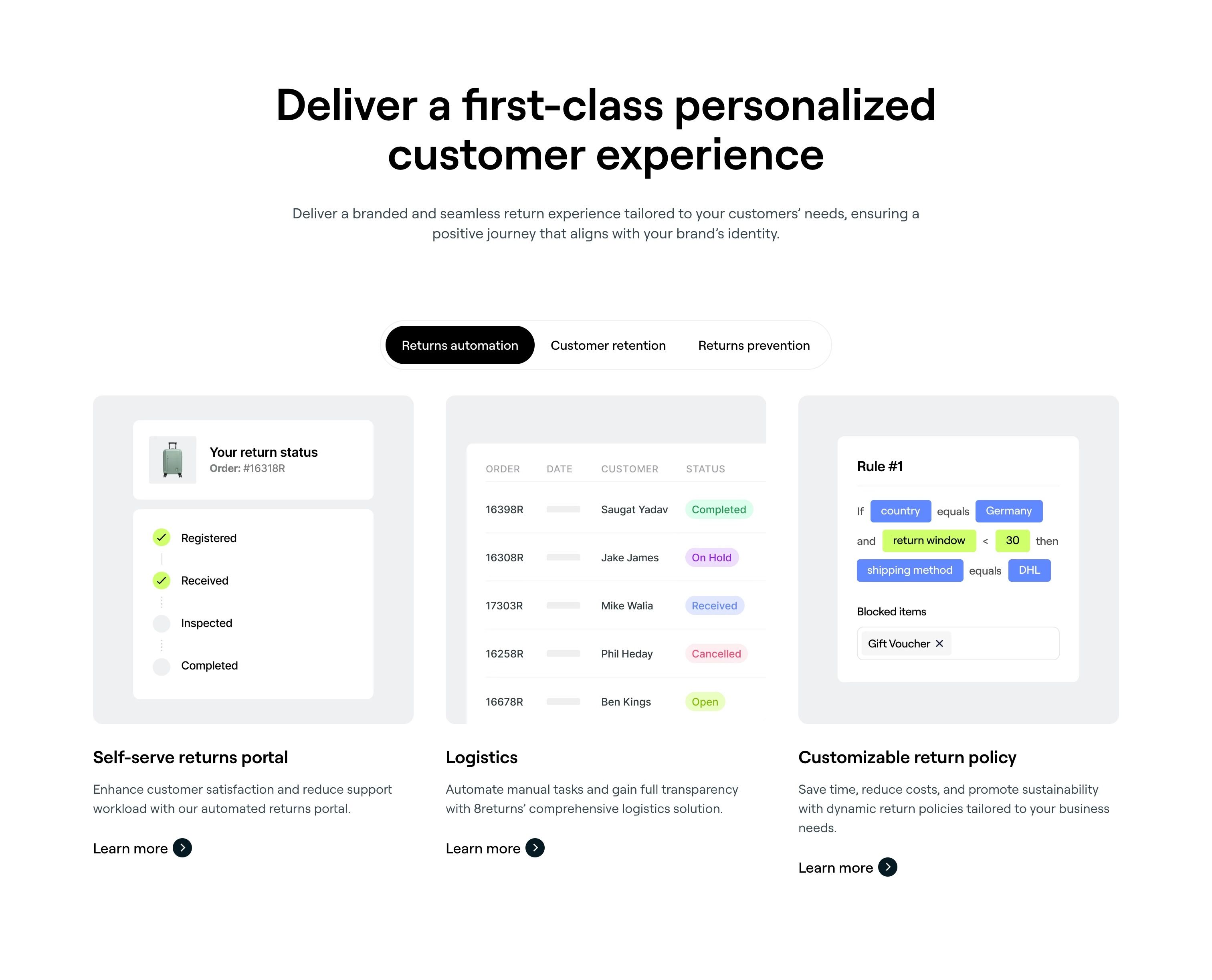 8returns — Features