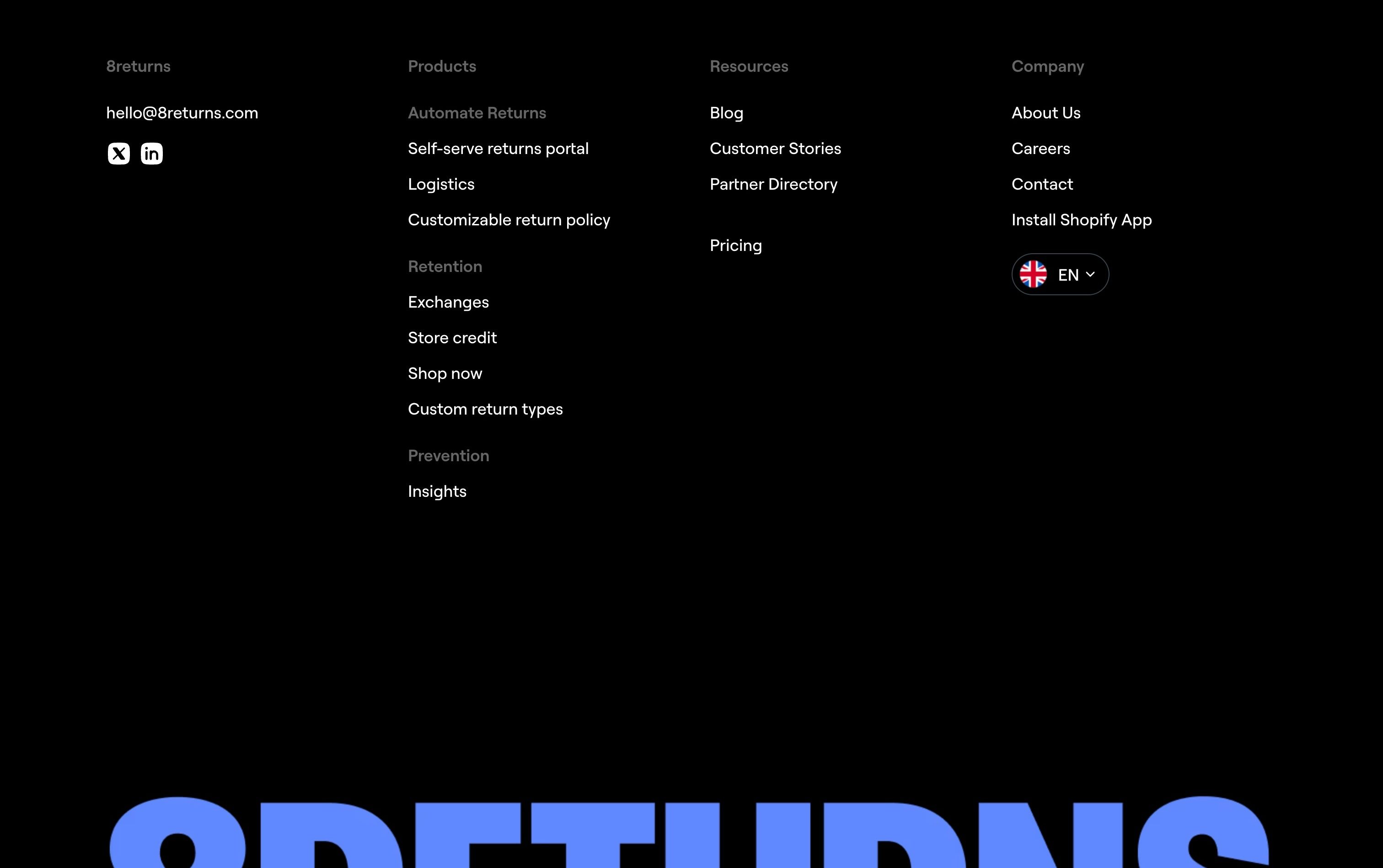 8returns — Footer