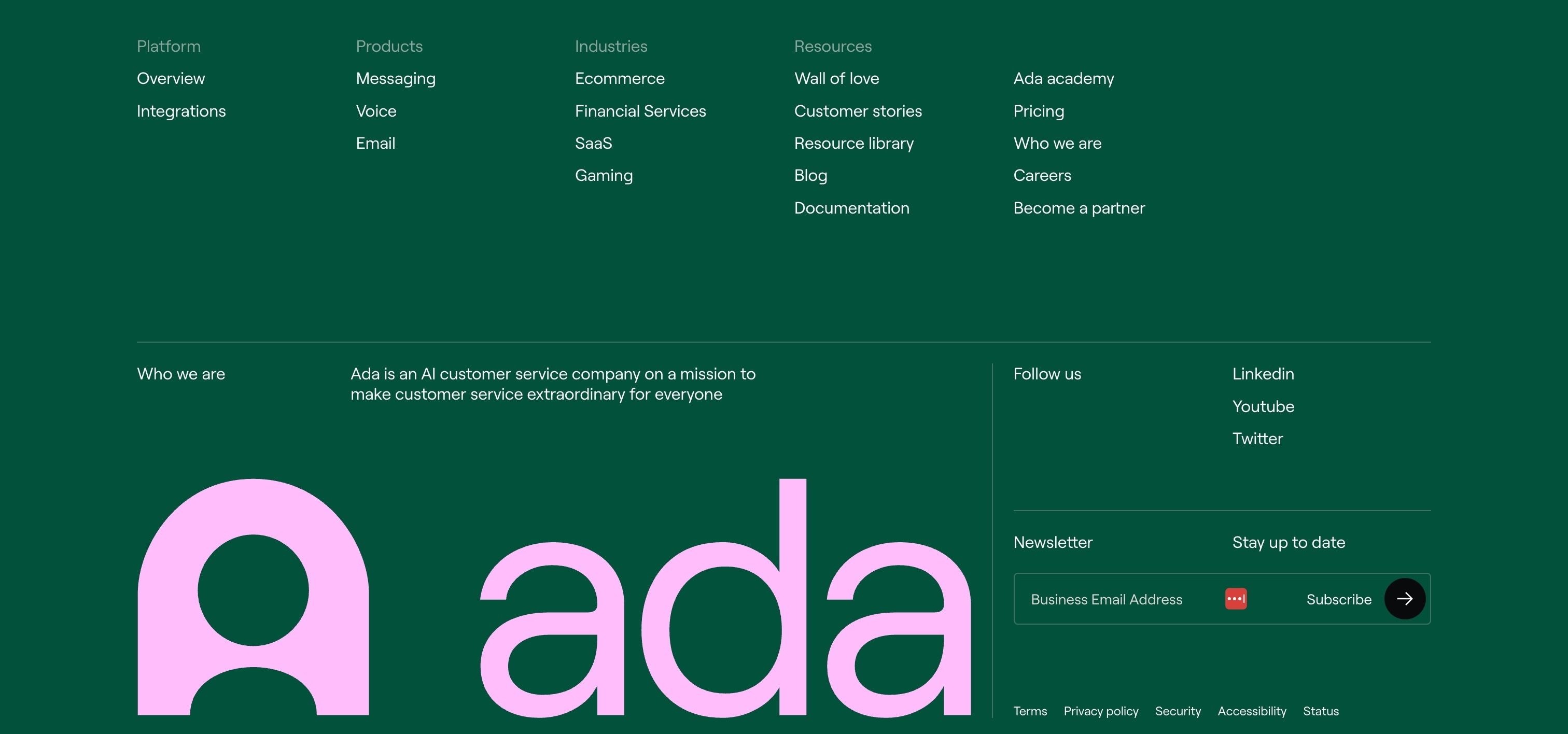 Ada — Footer