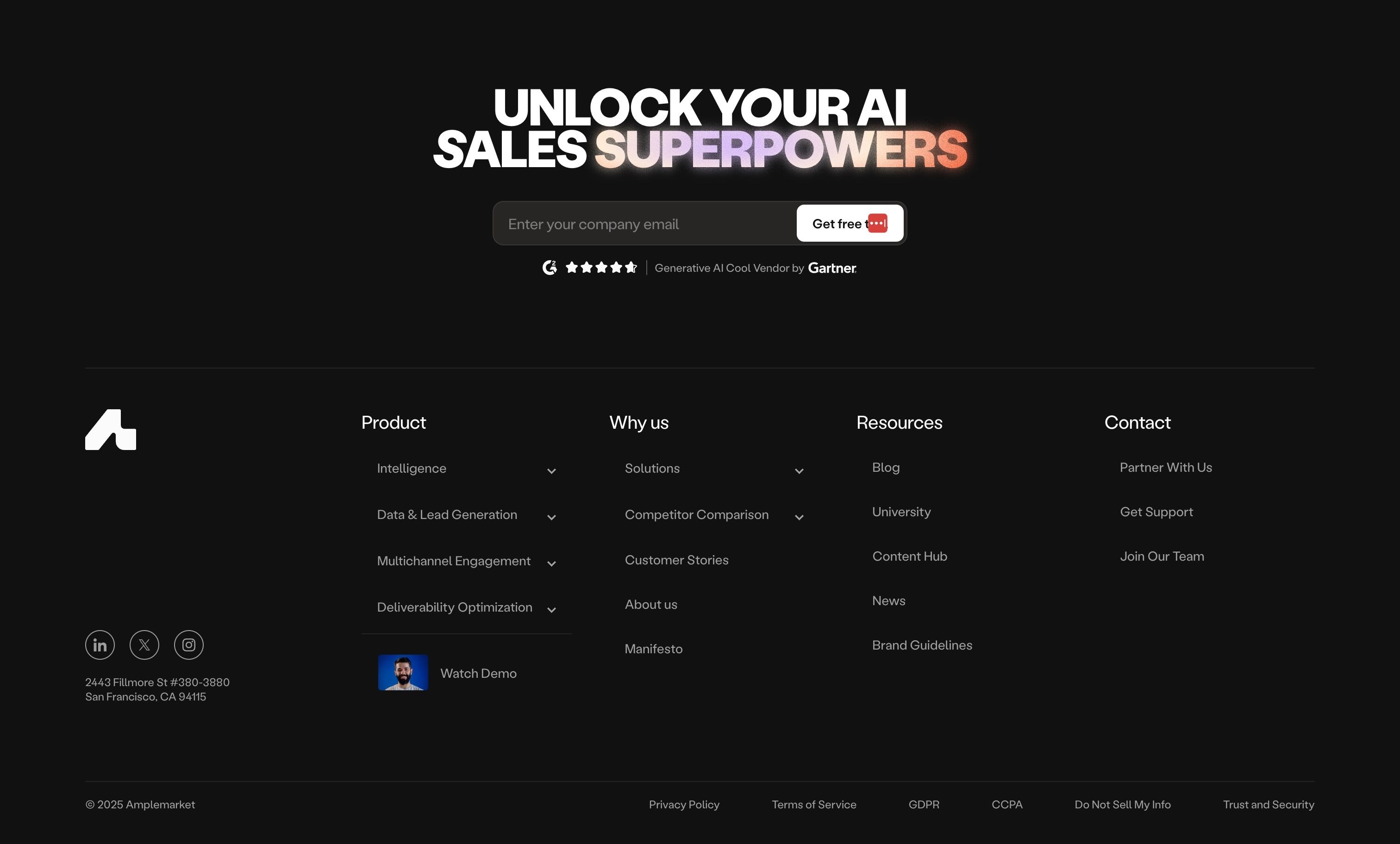 Amplemarket — Footer